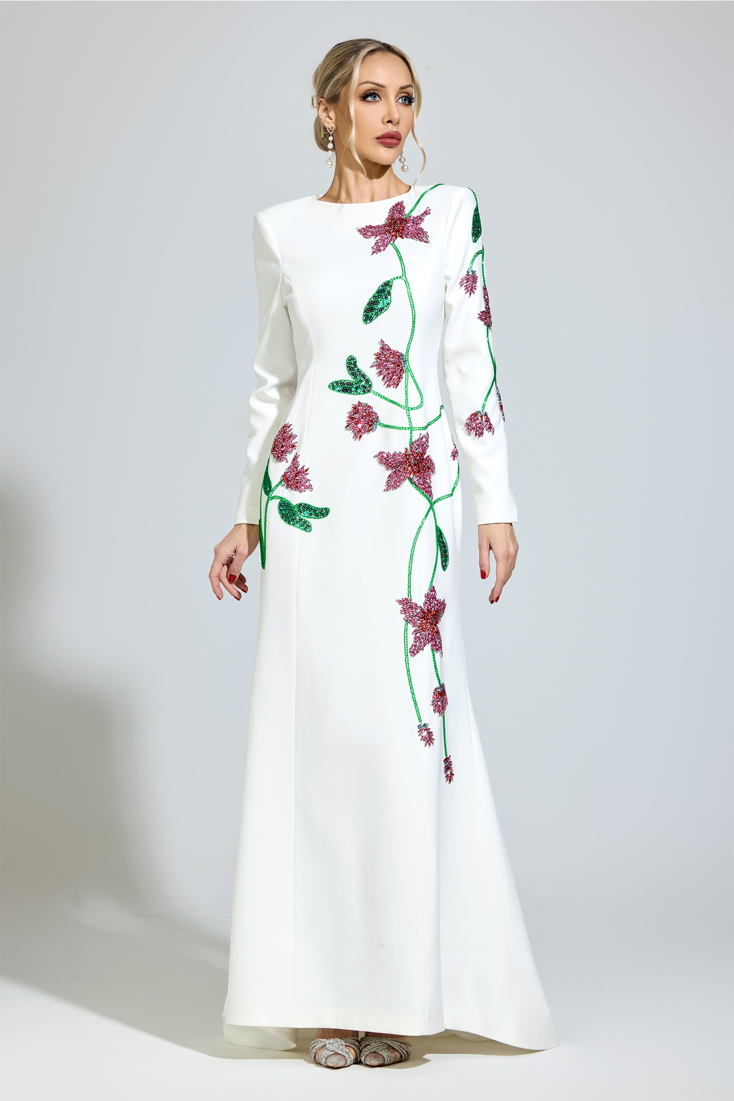 Luxe White Floral Maxi Dress