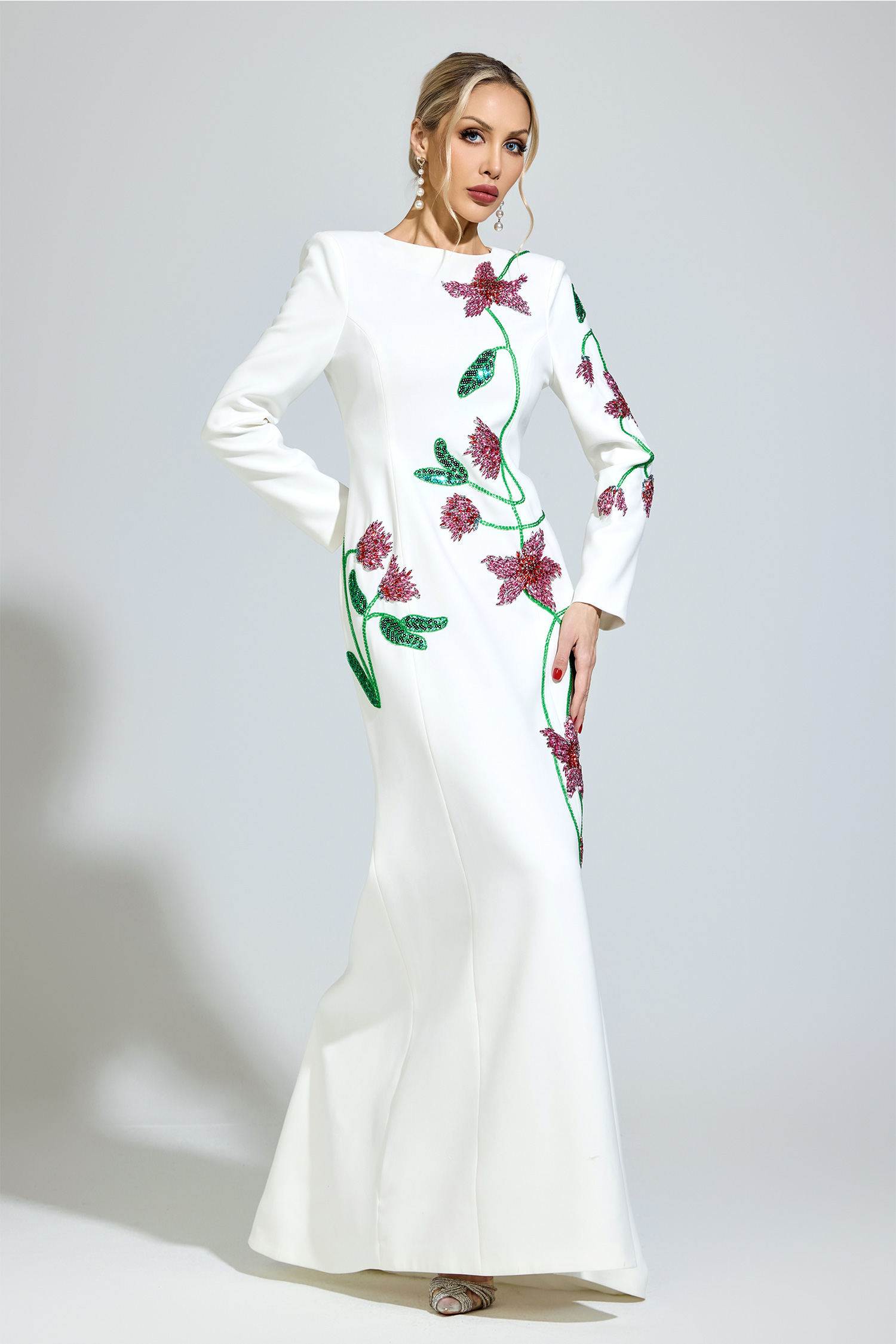 Luxe White Floral Maxi Dress