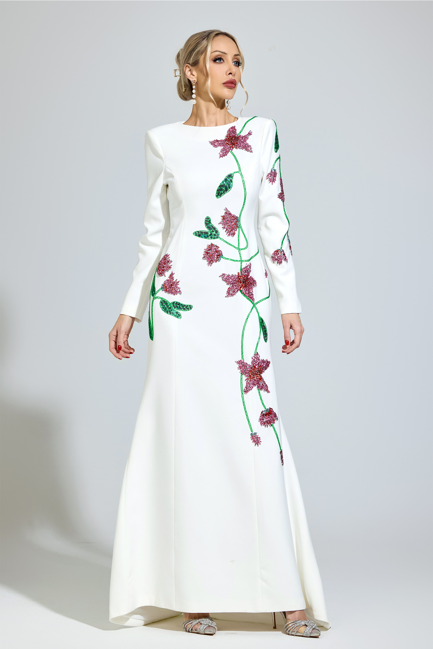 Luxe White Floral Maxi Dress