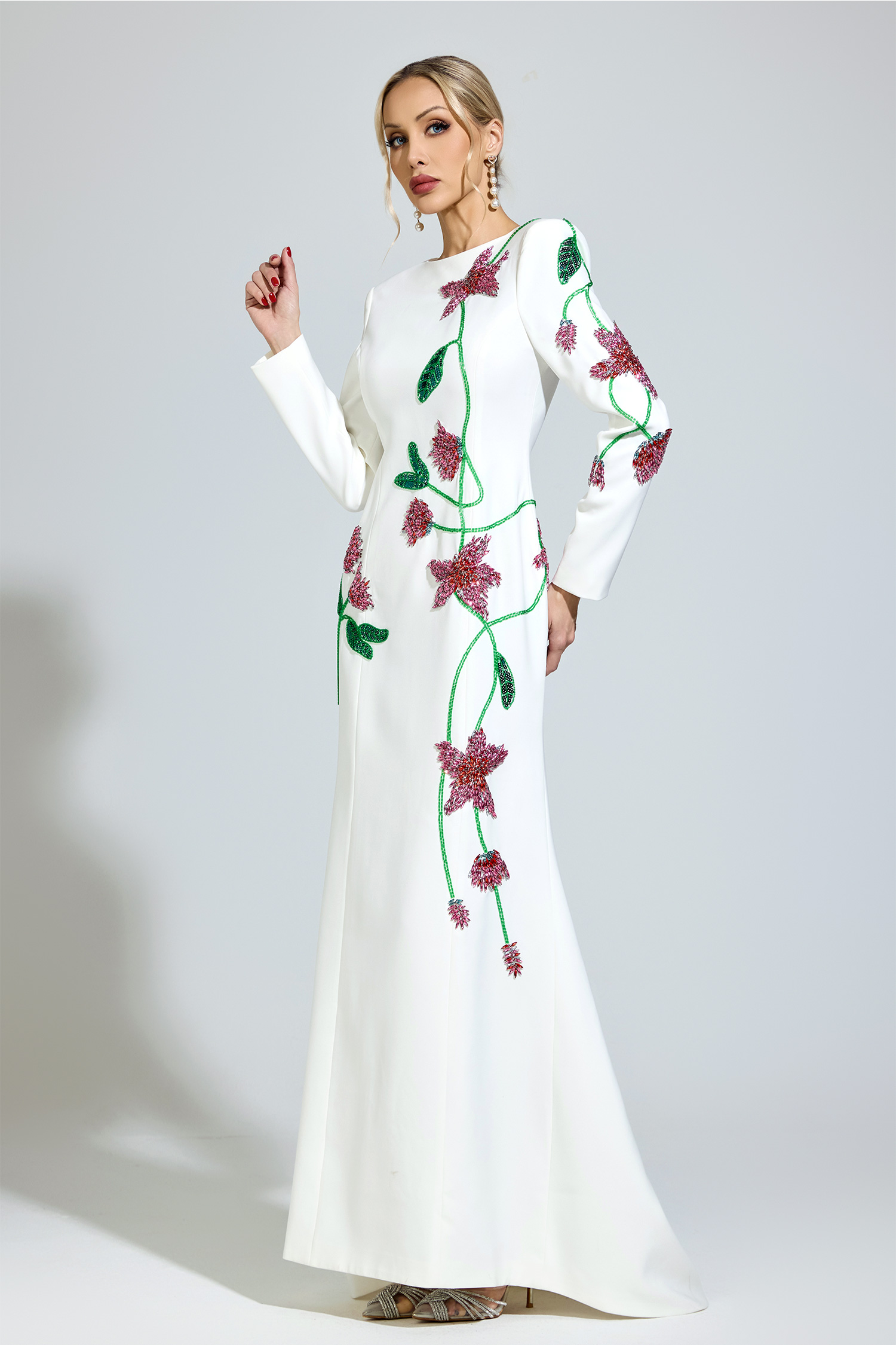 Luxe White Floral Maxi Dress