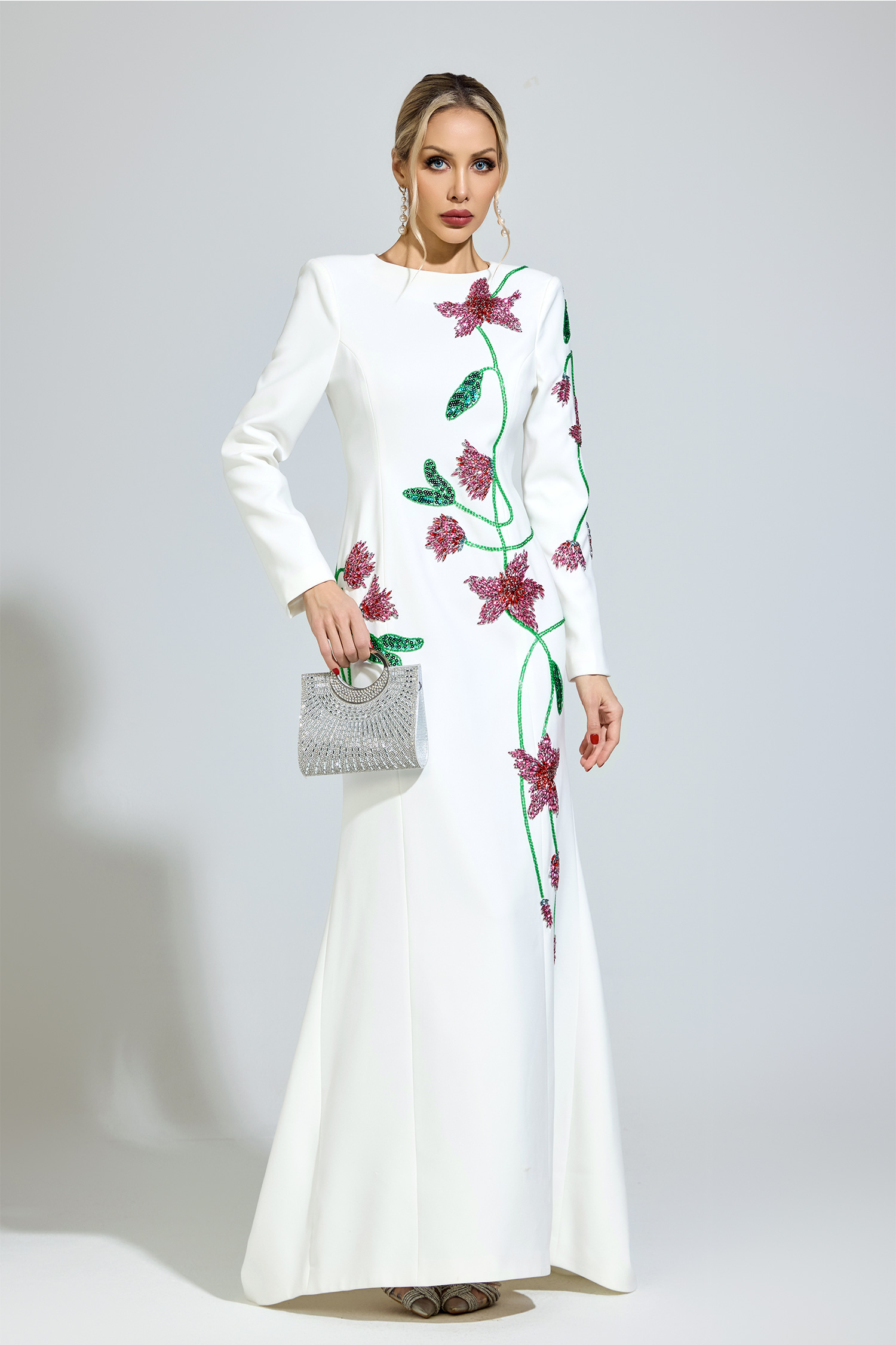 Luxe White Floral Maxi Dress