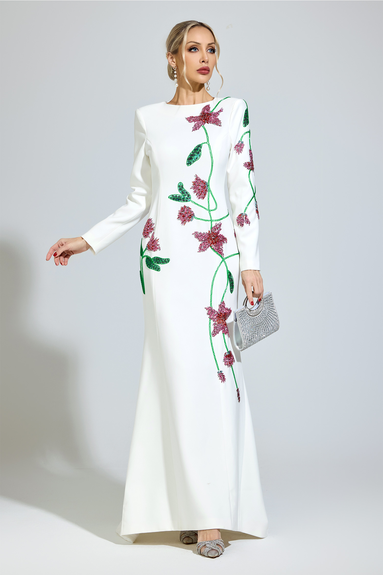 Luxe White Floral Maxi Dress