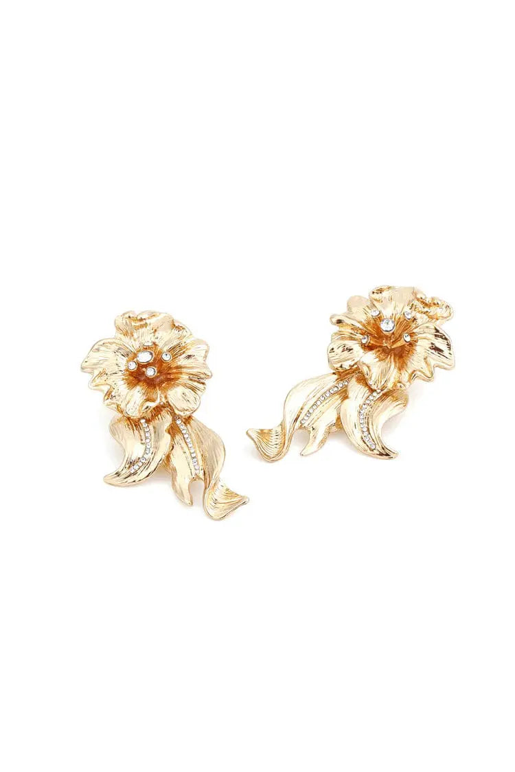 Lyla Golden Flower Earrings-CATCHALL