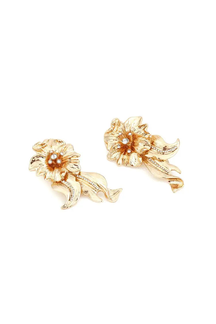 Lyla Golden Flower Earrings-CATCHALL