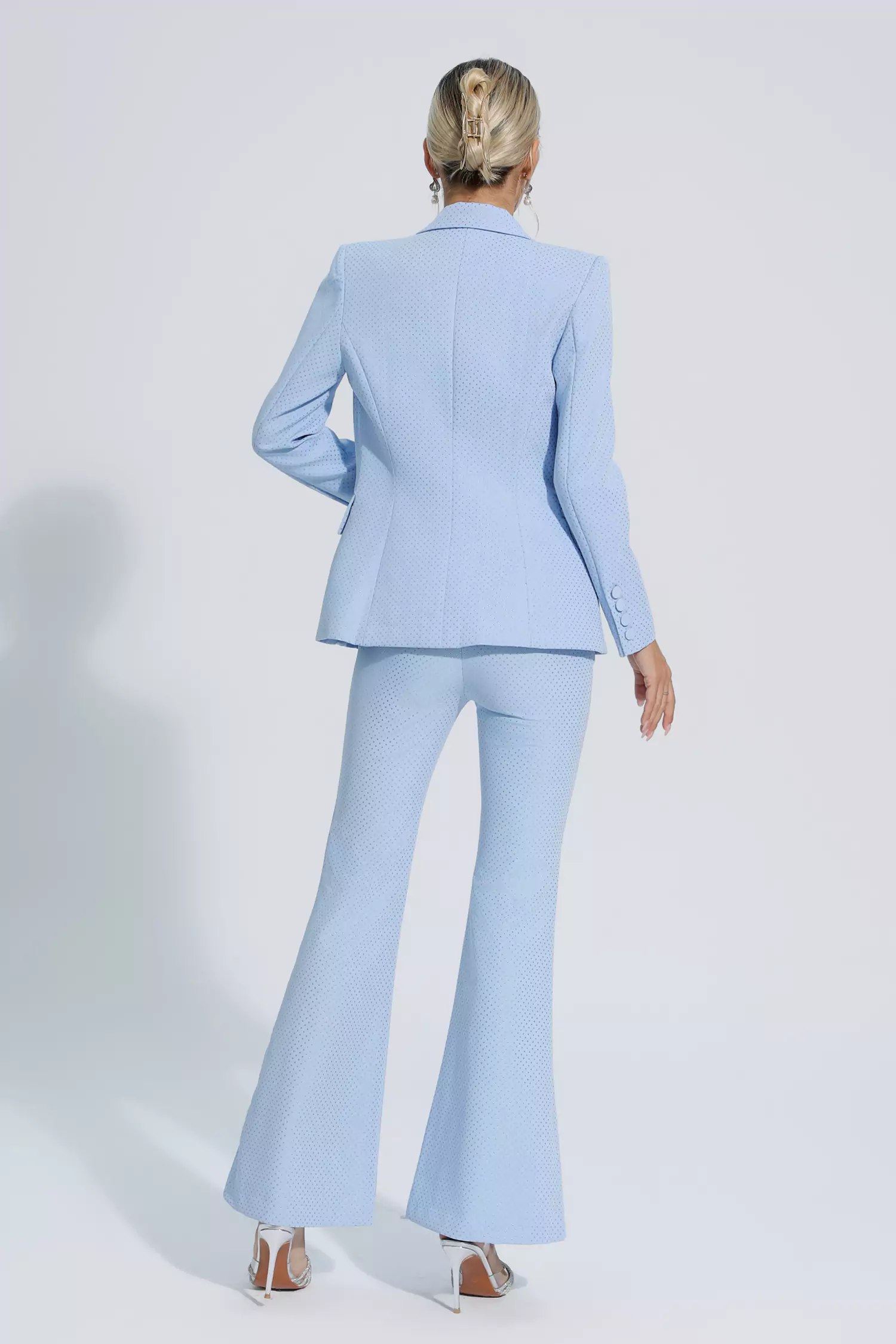 Lylah Blue Polka Dots Blazer Set-CATCHALL