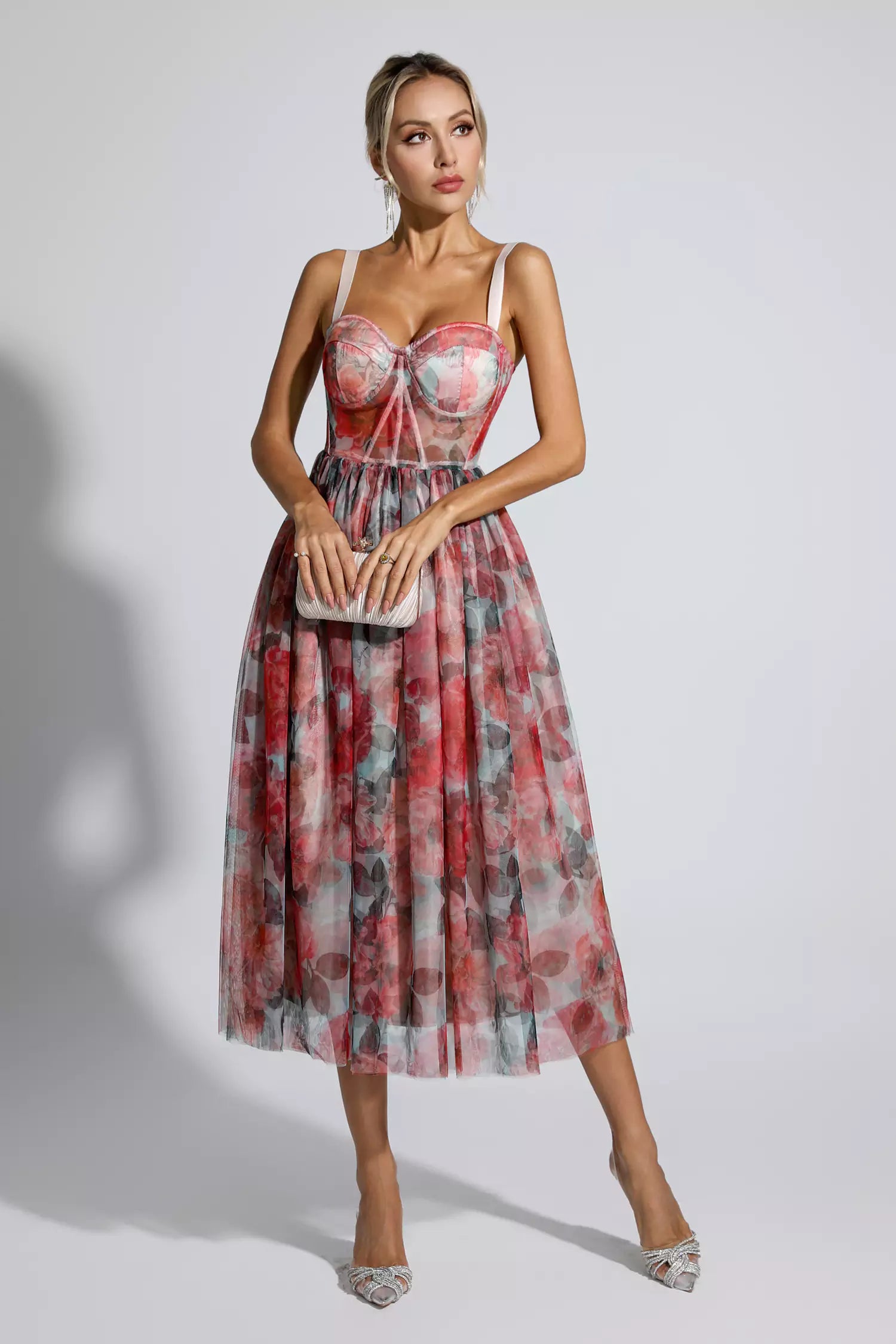 Lyric Red Floral Midi Dress-CATCHALL