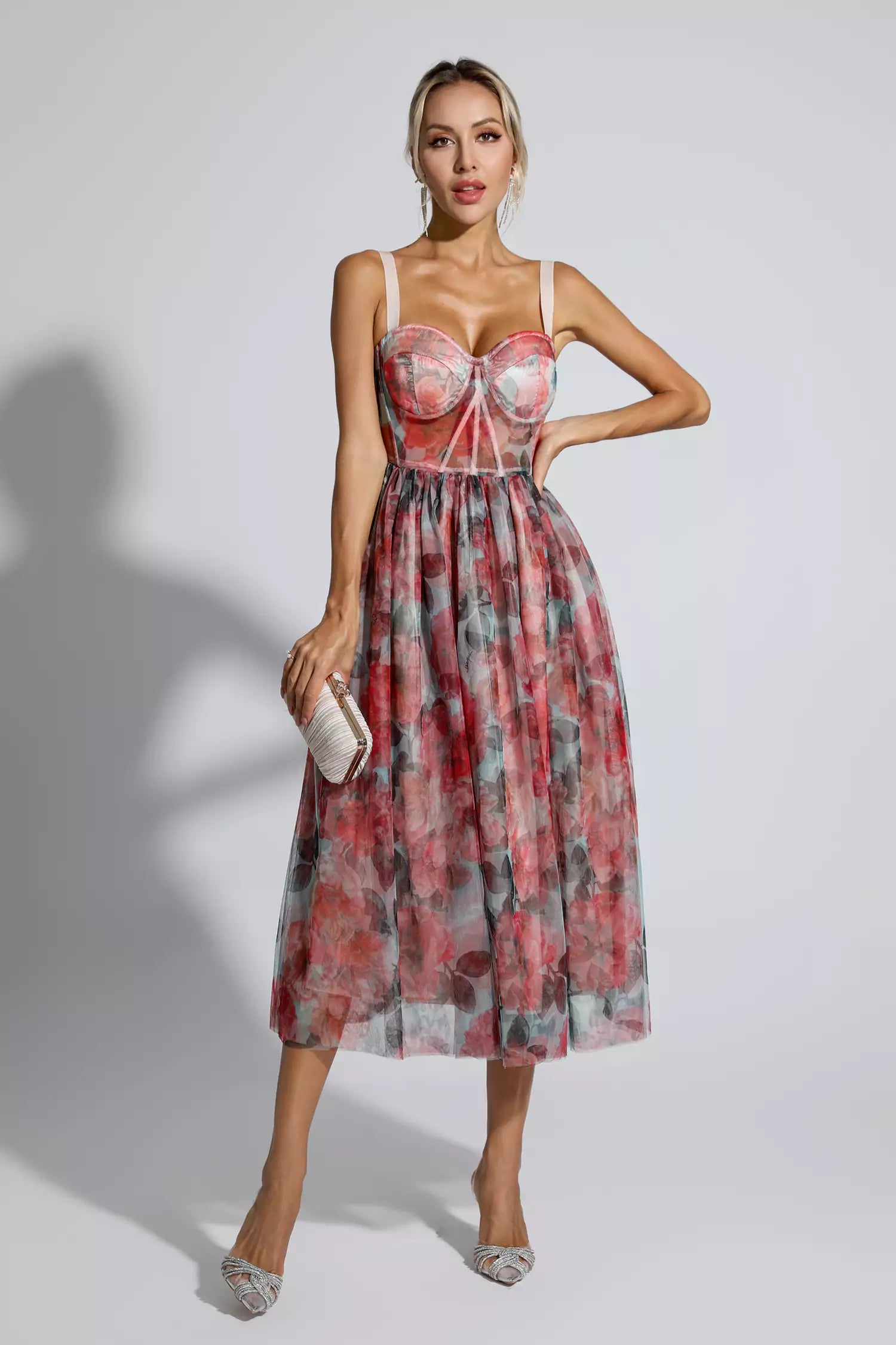 Lyric Red Floral Midi Dress-CATCHALL