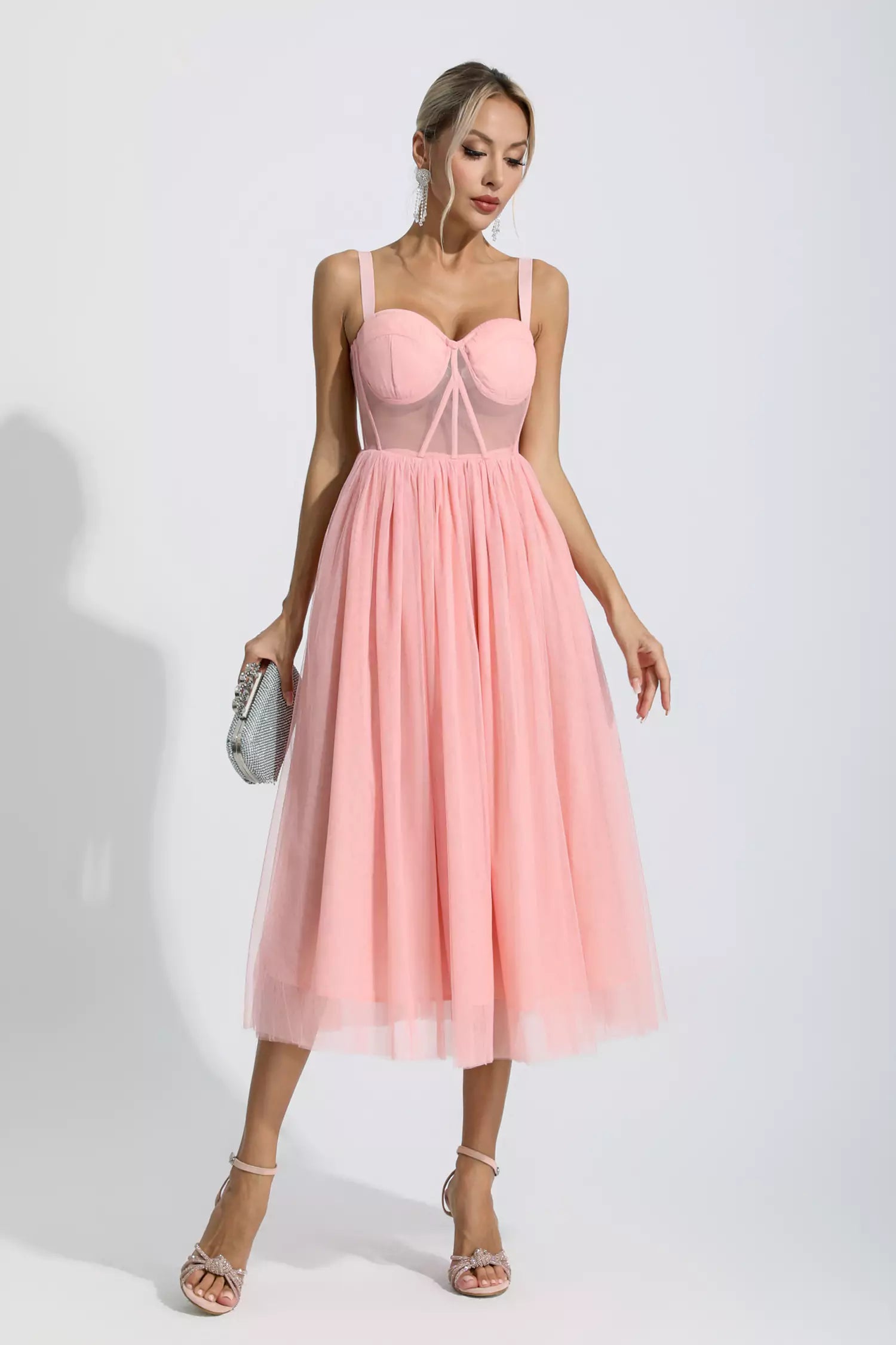 Lyric Pink Floral Midi Dress-CATCHALL