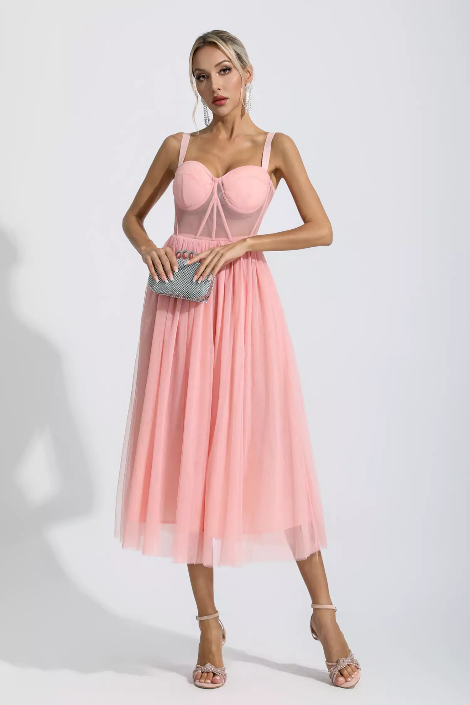 Lyric Pink Floral Midi Dress-CATCHALL