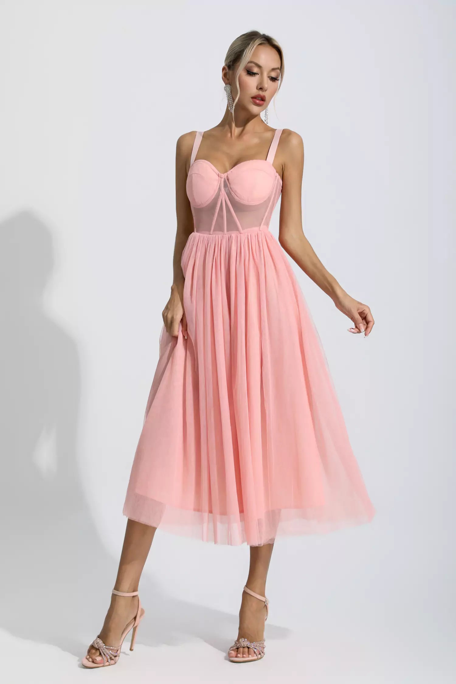 Lyric Pink Floral Midi Dress-CATCHALL