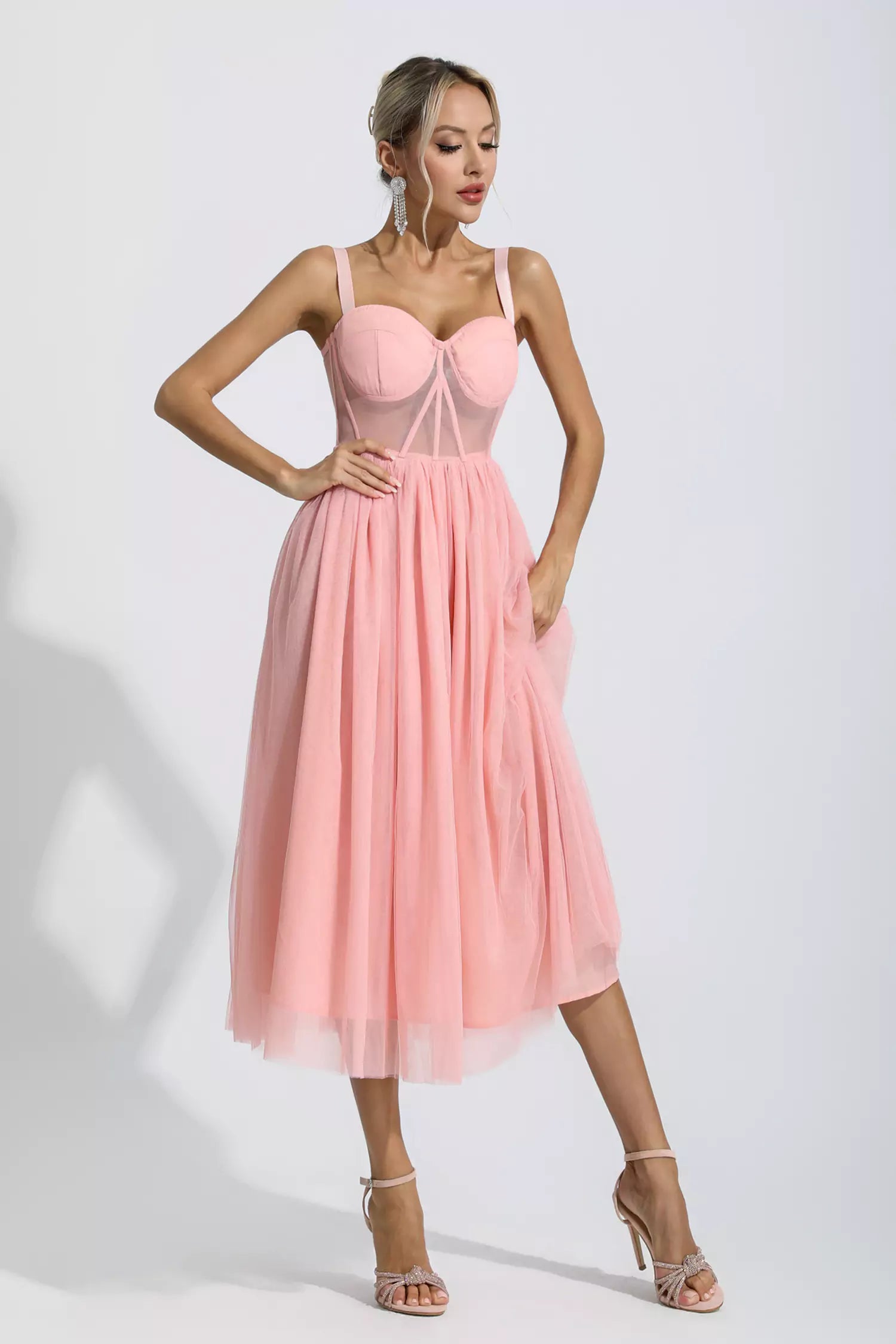 Lyric Pink Floral Midi Dress-CATCHALL