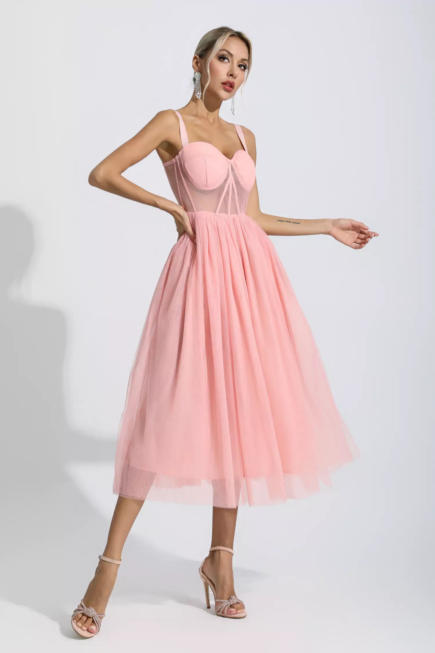 Lyric Pink Floral Midi Dress-CATCHALL