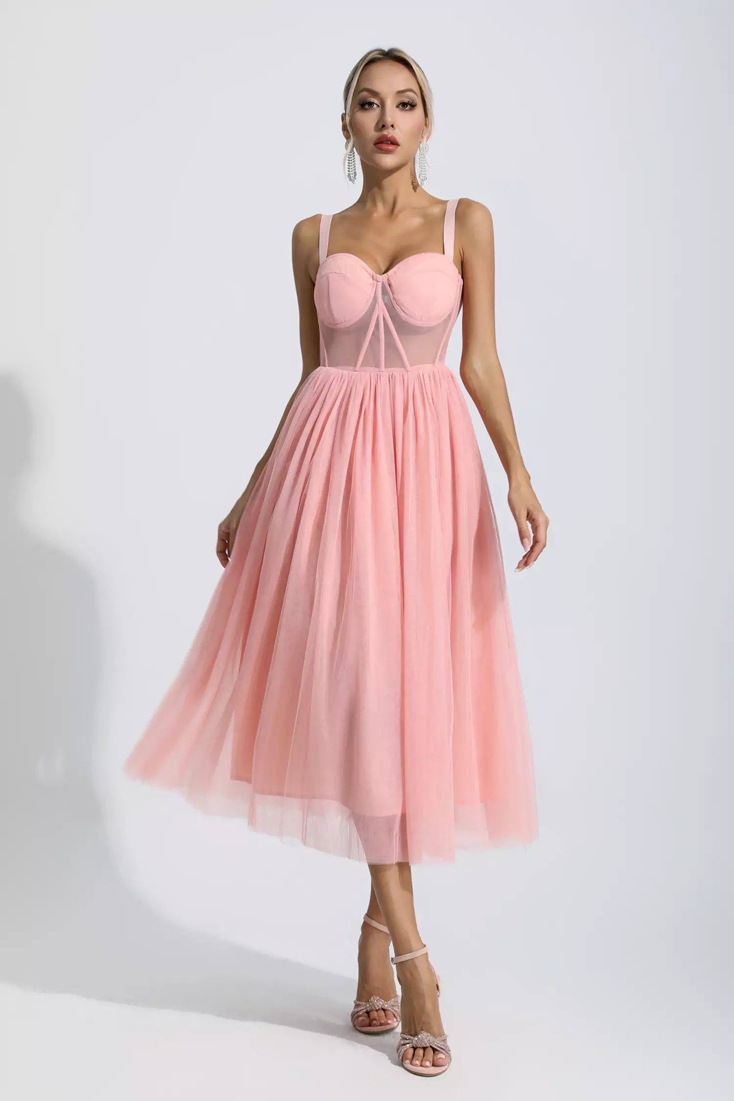 Lyric Pink Floral Midi Dress