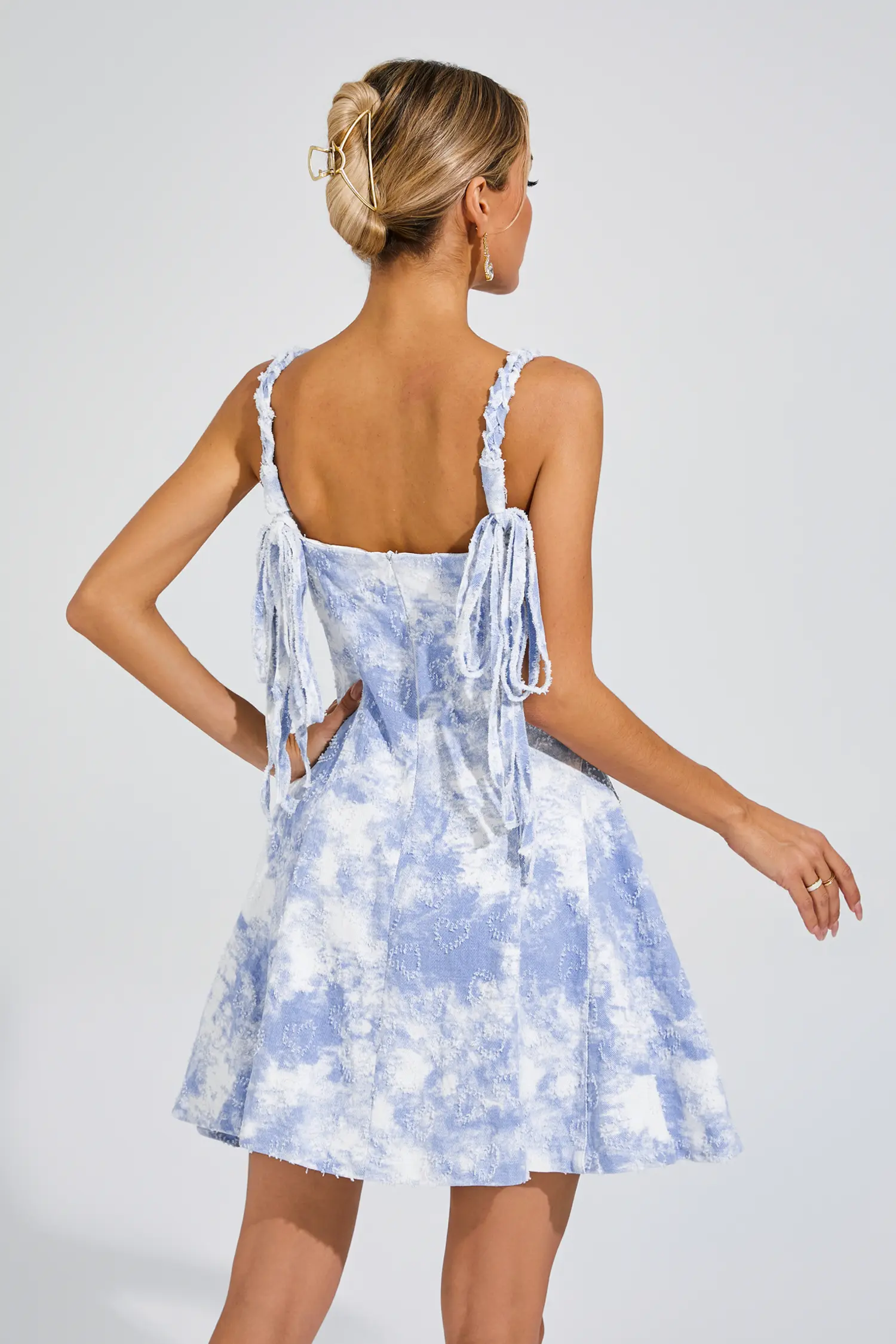 Macaulay Blue Pearls Mini Slip Dress-CATCHALL
