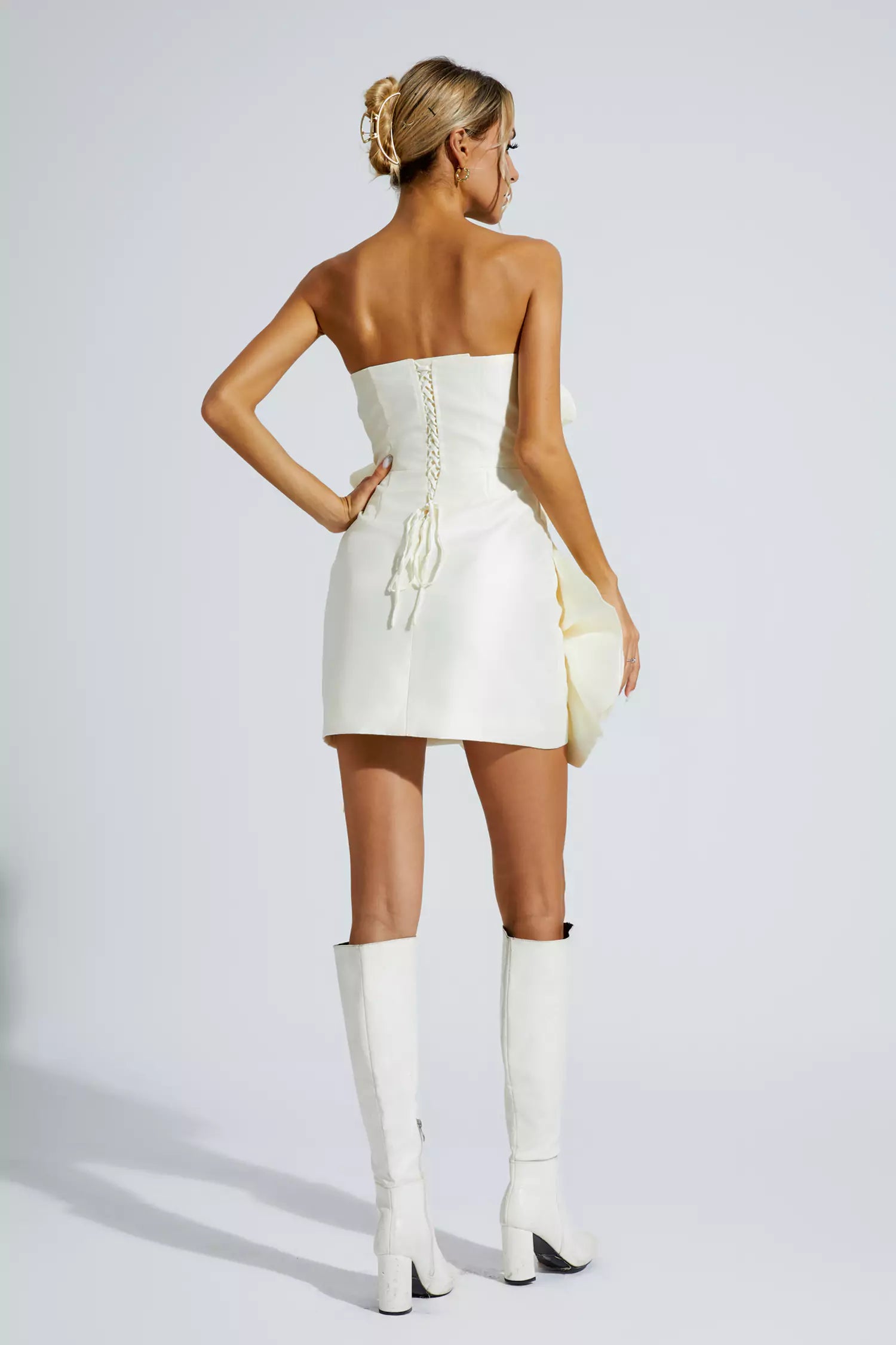 Madeleine Off White Strapless Mini Dress-CATCHALL