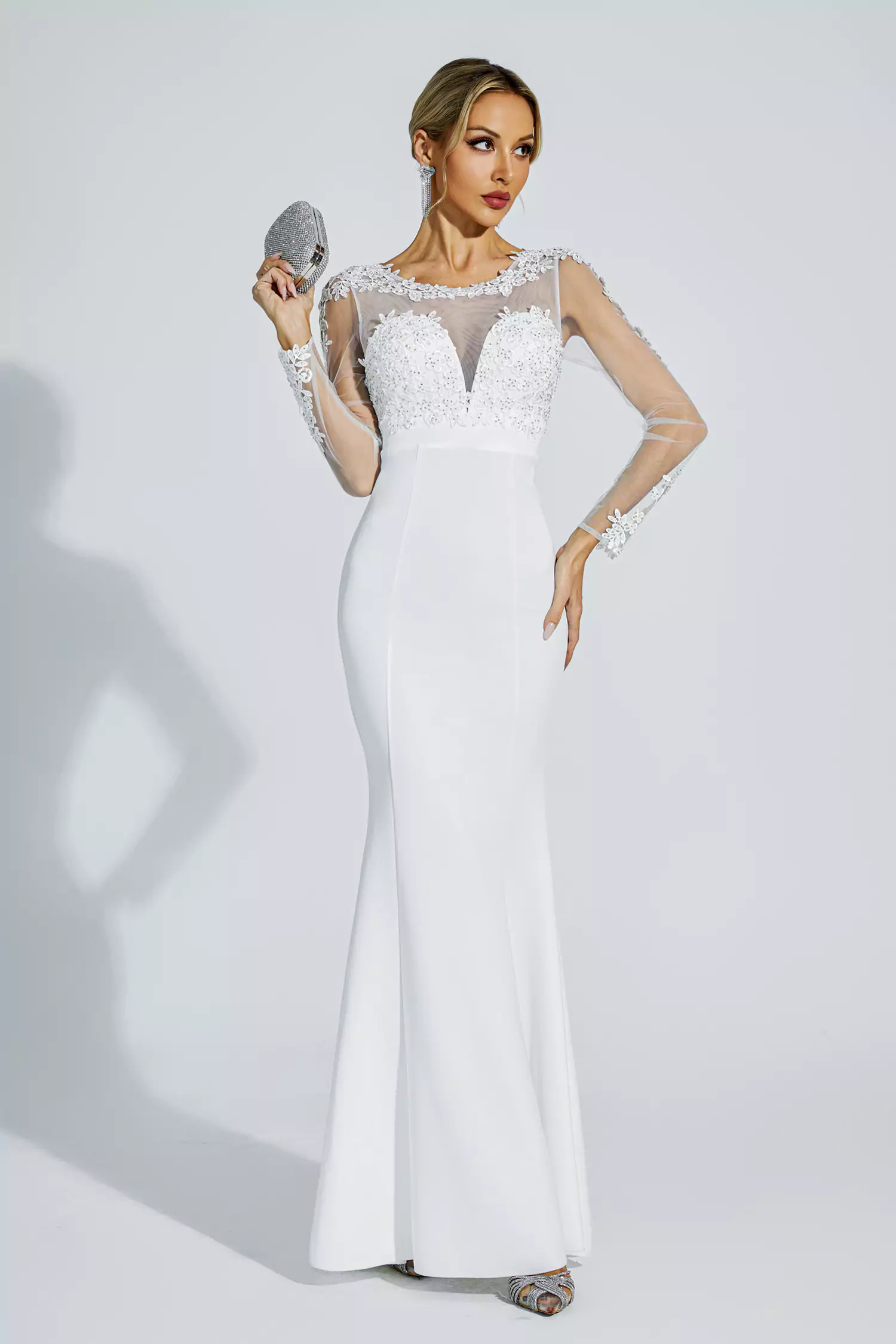 Madisyn White Lace Bodycon Maxi Dress