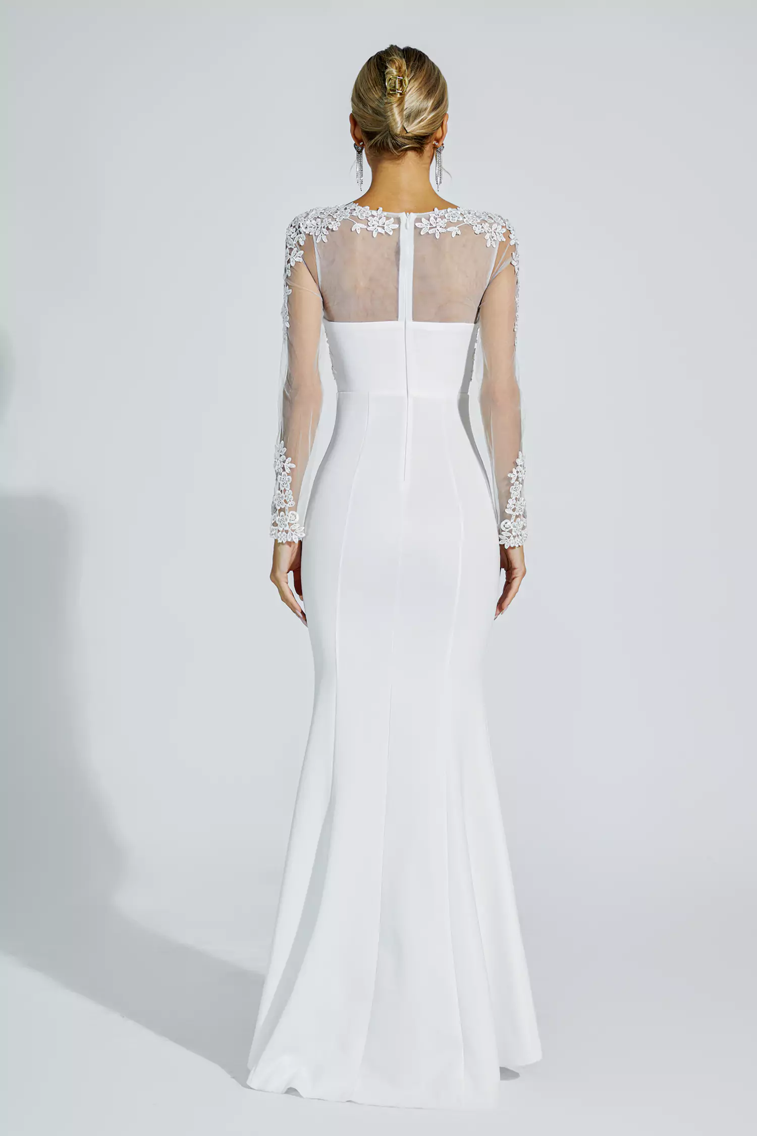 Madisyn White Lace Bodycon Maxi Dress-CATCHALL