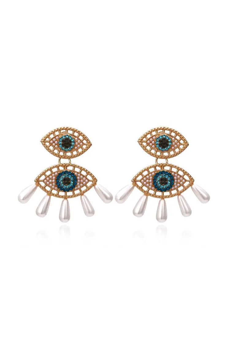 Maeve Devil's Eye Pearl Earrings-CATCHALL