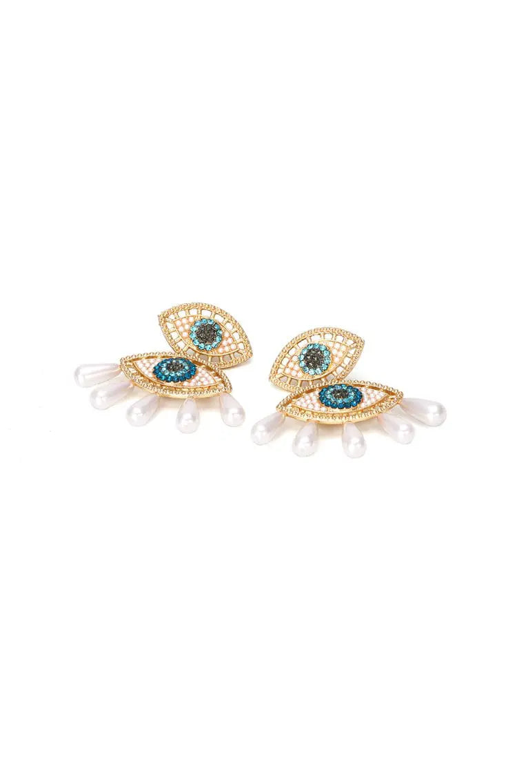 Maeve Devil's Eye Pearl Earrings-CATCHALL