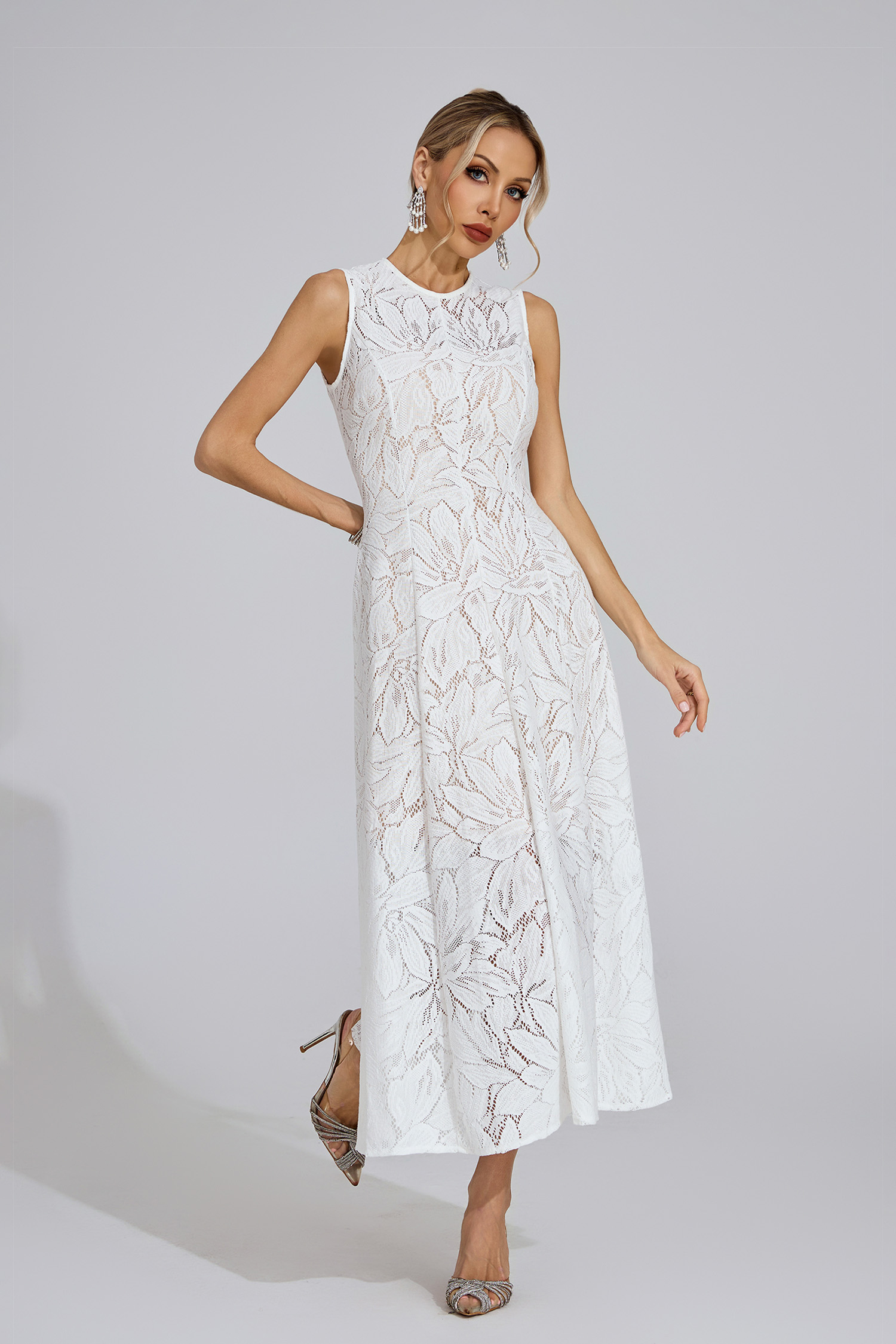 Mair White Lace Maxi Dress