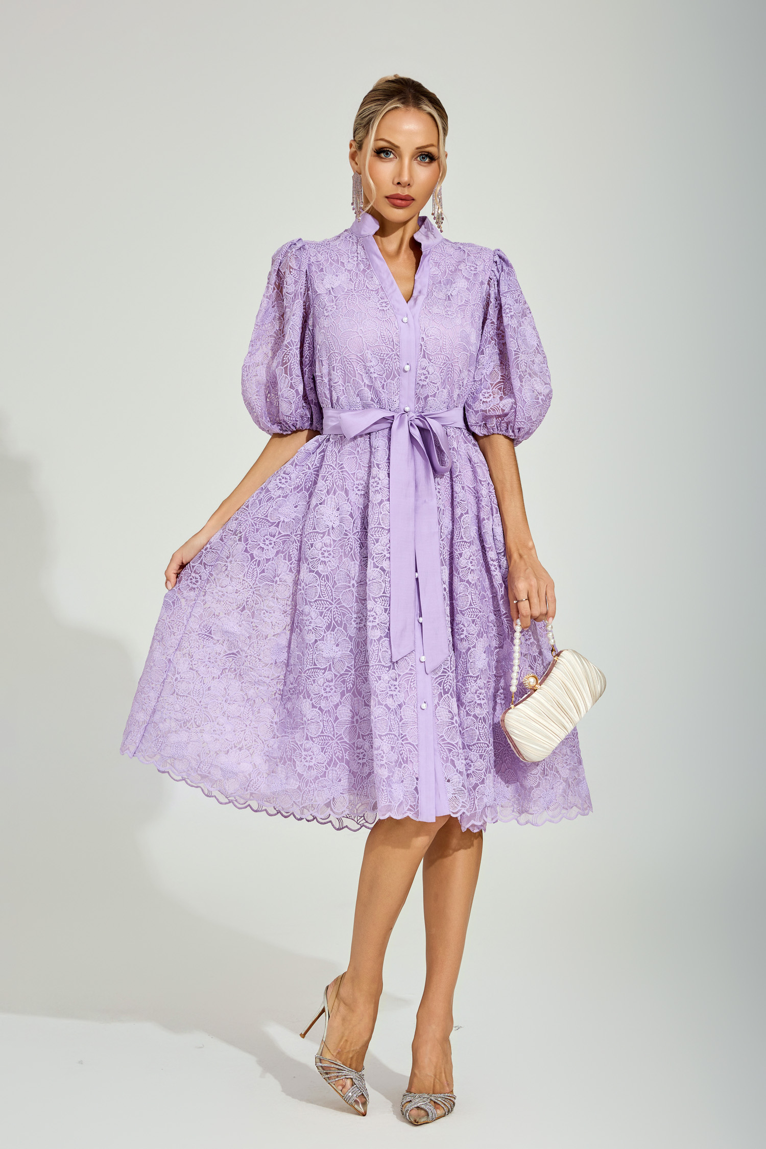 Malachi Purple Lace Midi Dress