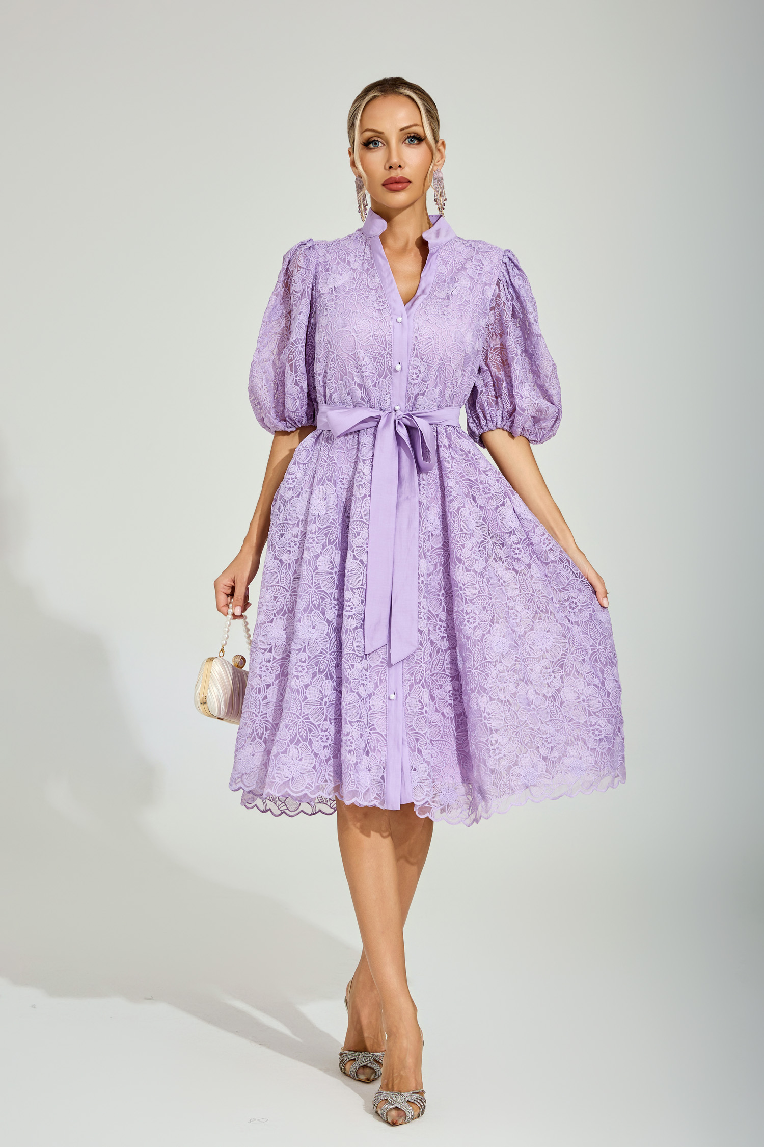Malachi Purple Lace Midi Dress