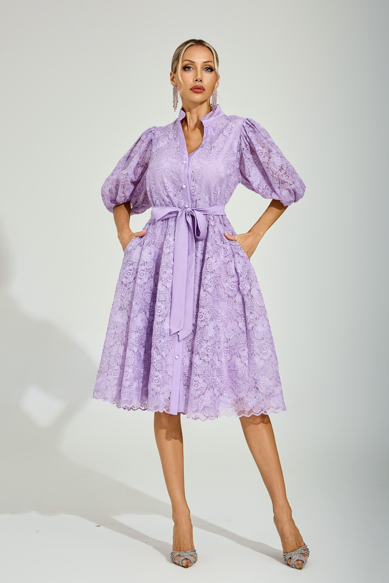 Malachi Purple Lace Midi Dress