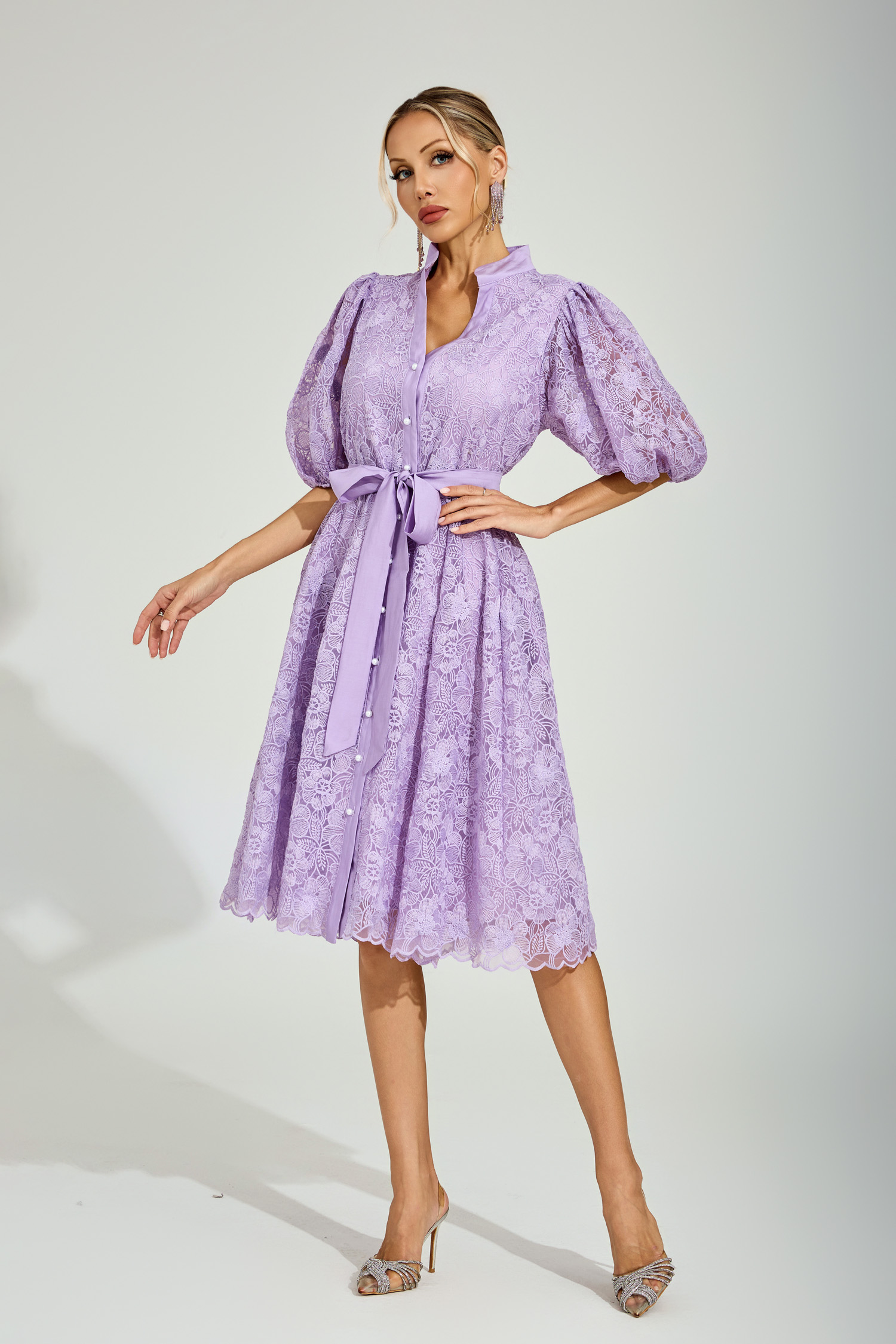 Malachi Purple Lace Midi Dress