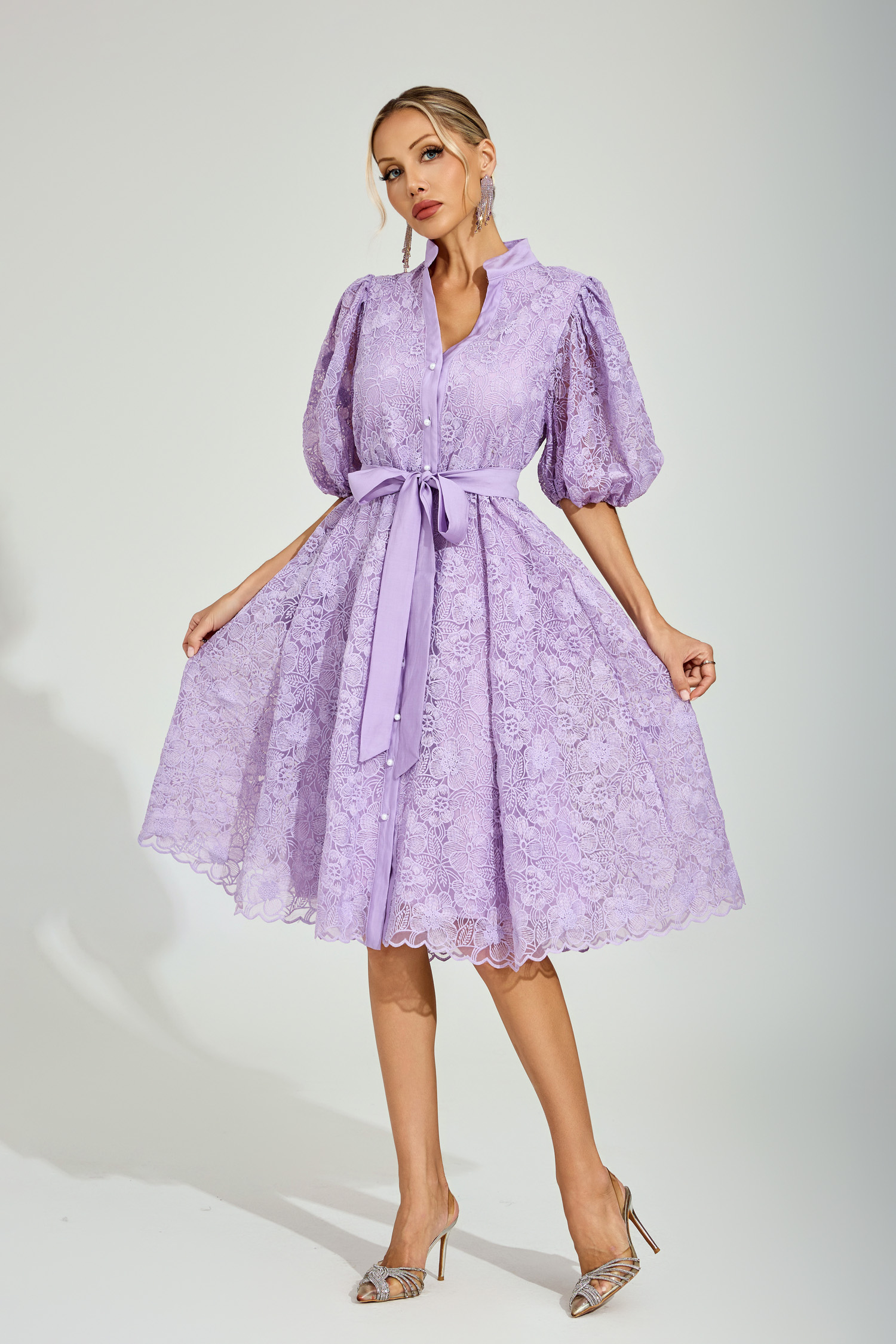 Malachi Purple Lace Midi Dress