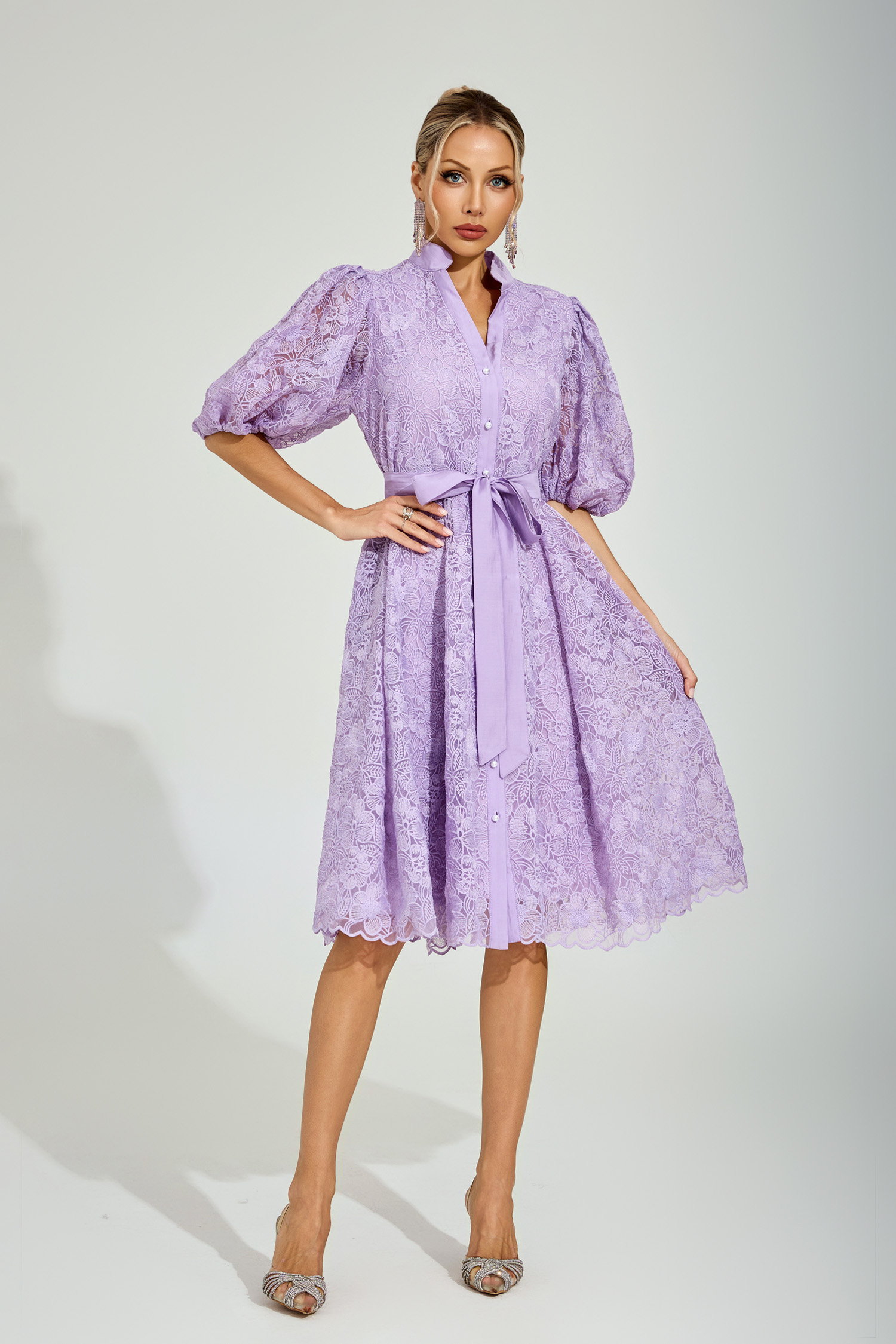 Malachi Purple Lace Midi Dress