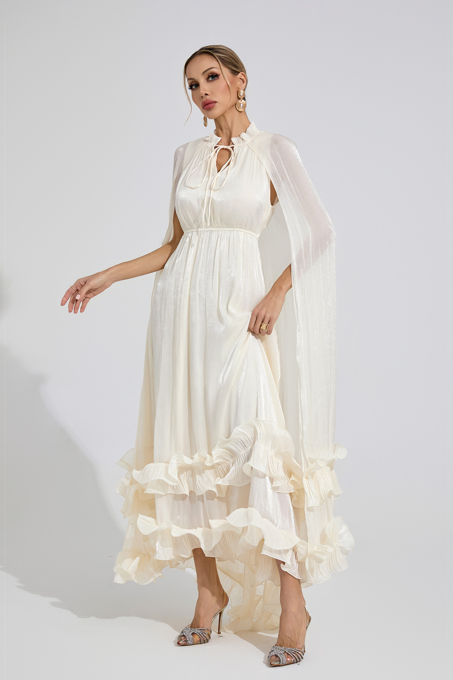 Mali White Ruffle Maxi Dress