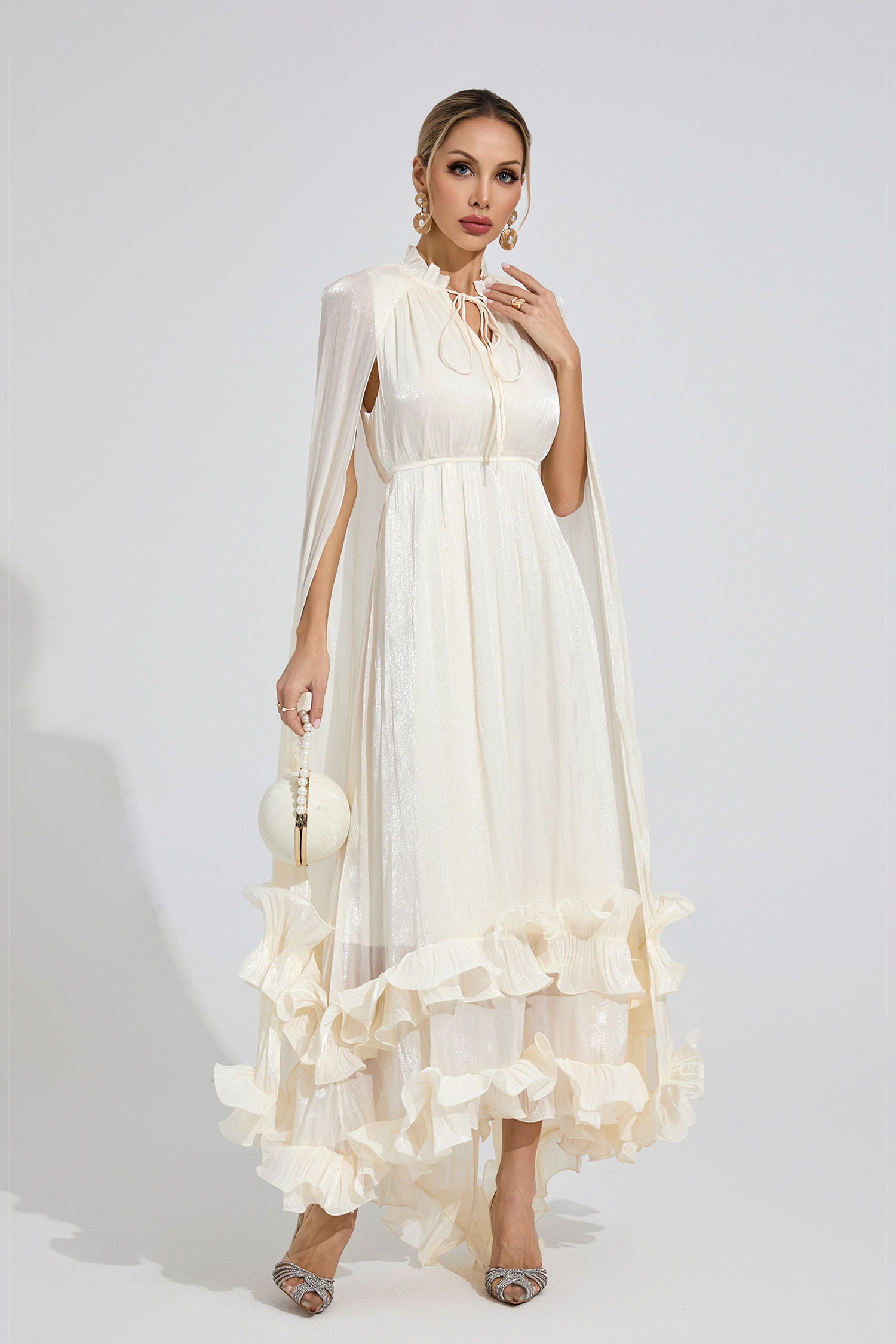 Mali White Ruffle Maxi Dress