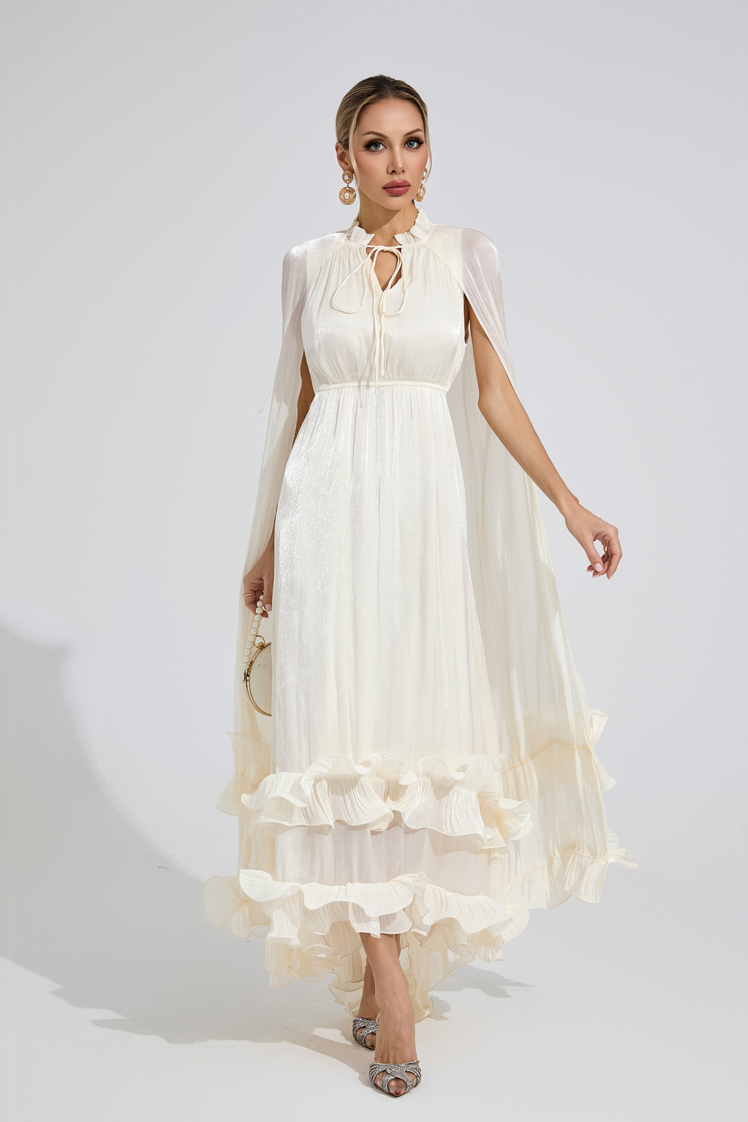 Mali White Ruffle Maxi Dress