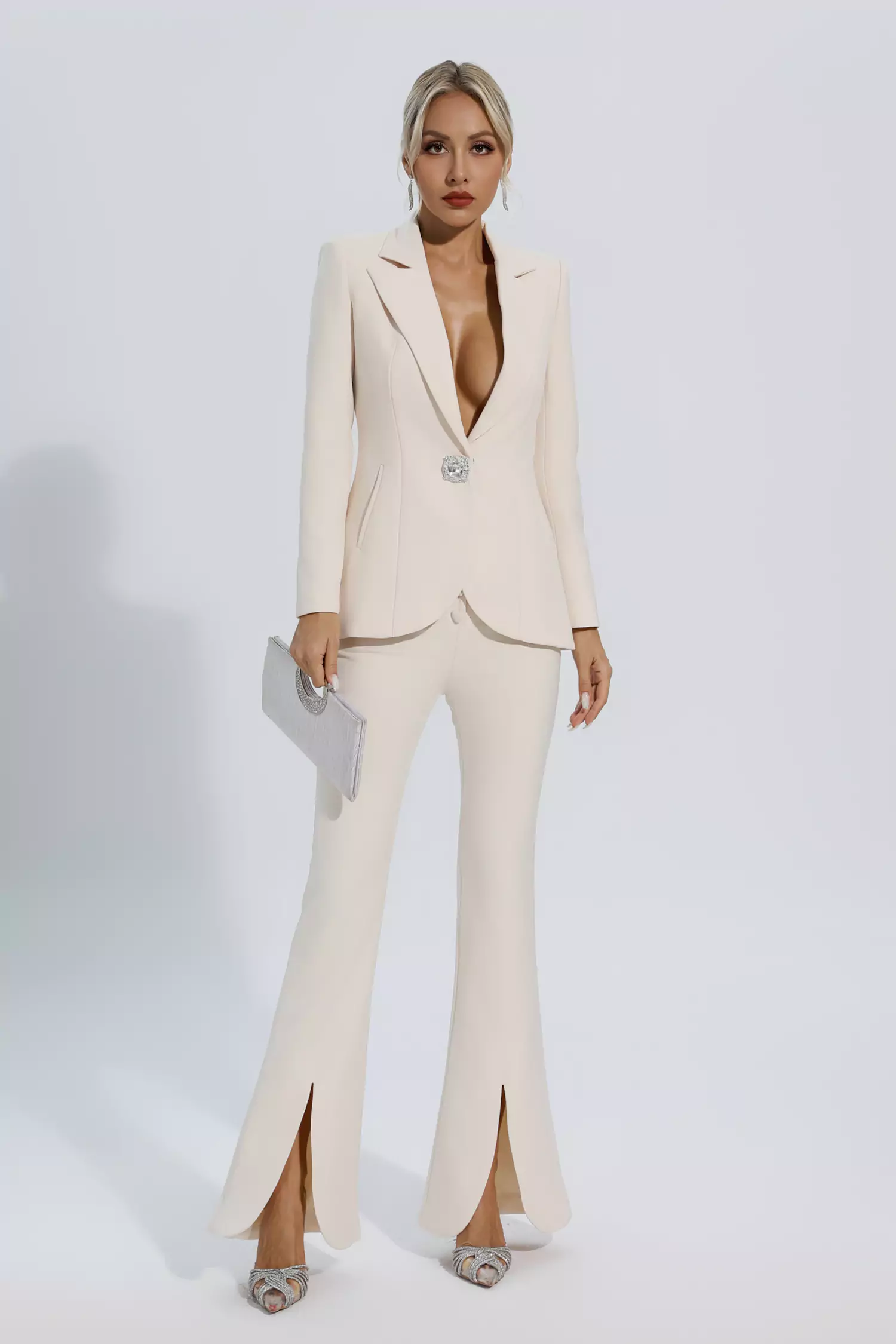 Mallory Ivory White Long Sleeve Blazer Set