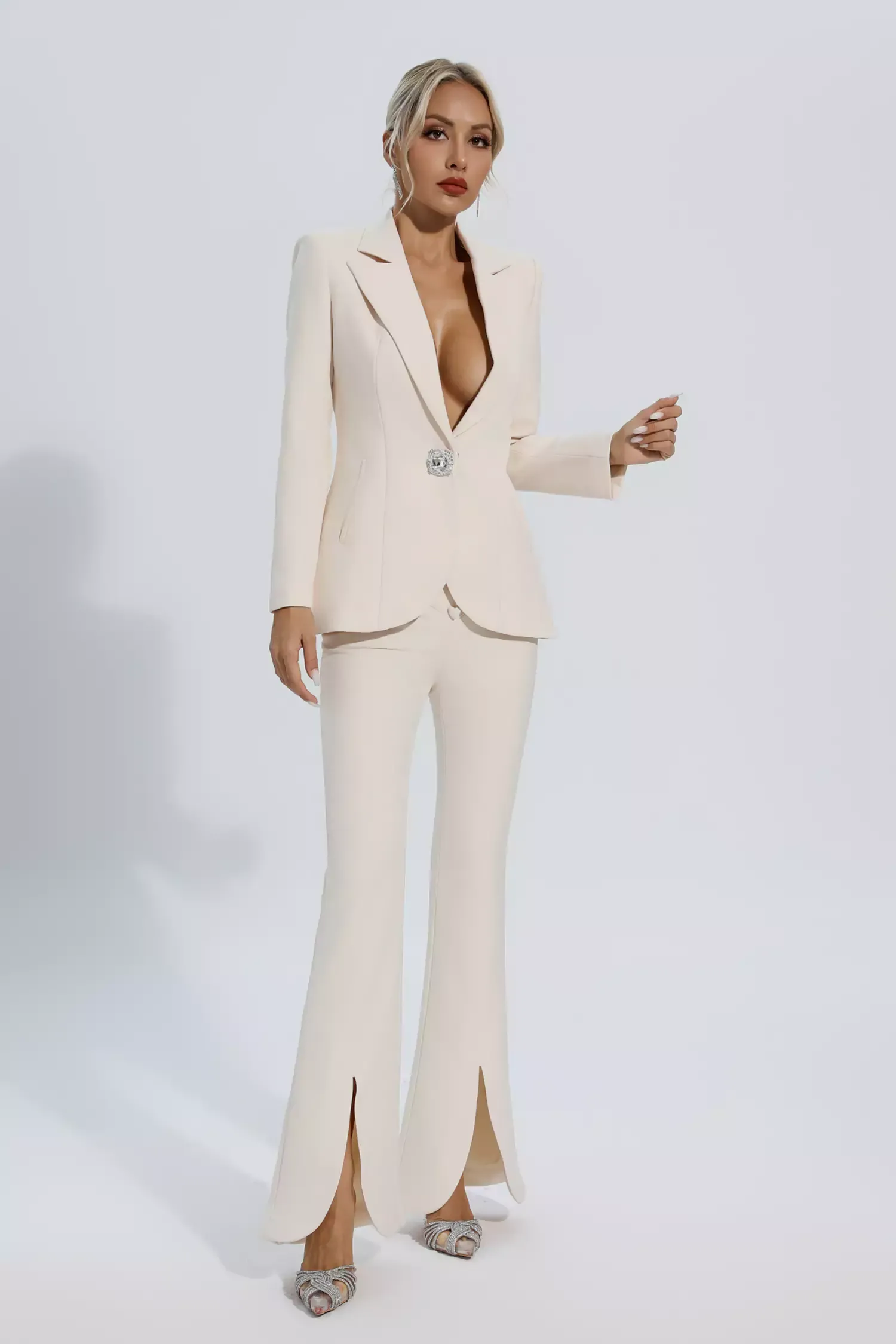 Mallory Ivory White Long Sleeve Blazer Set