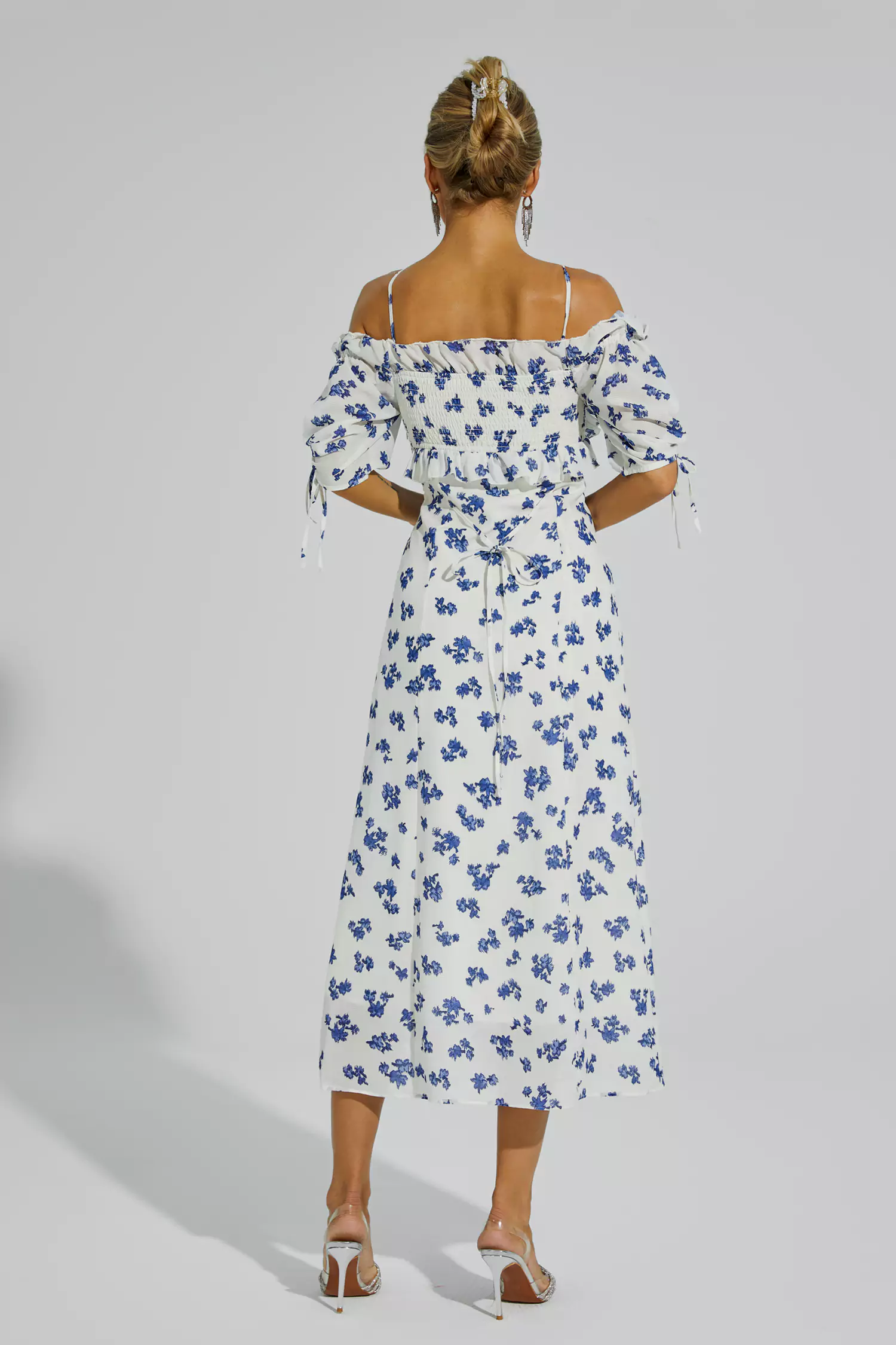 Malory White Ruffled Slip Midi Dress-CATCHALL