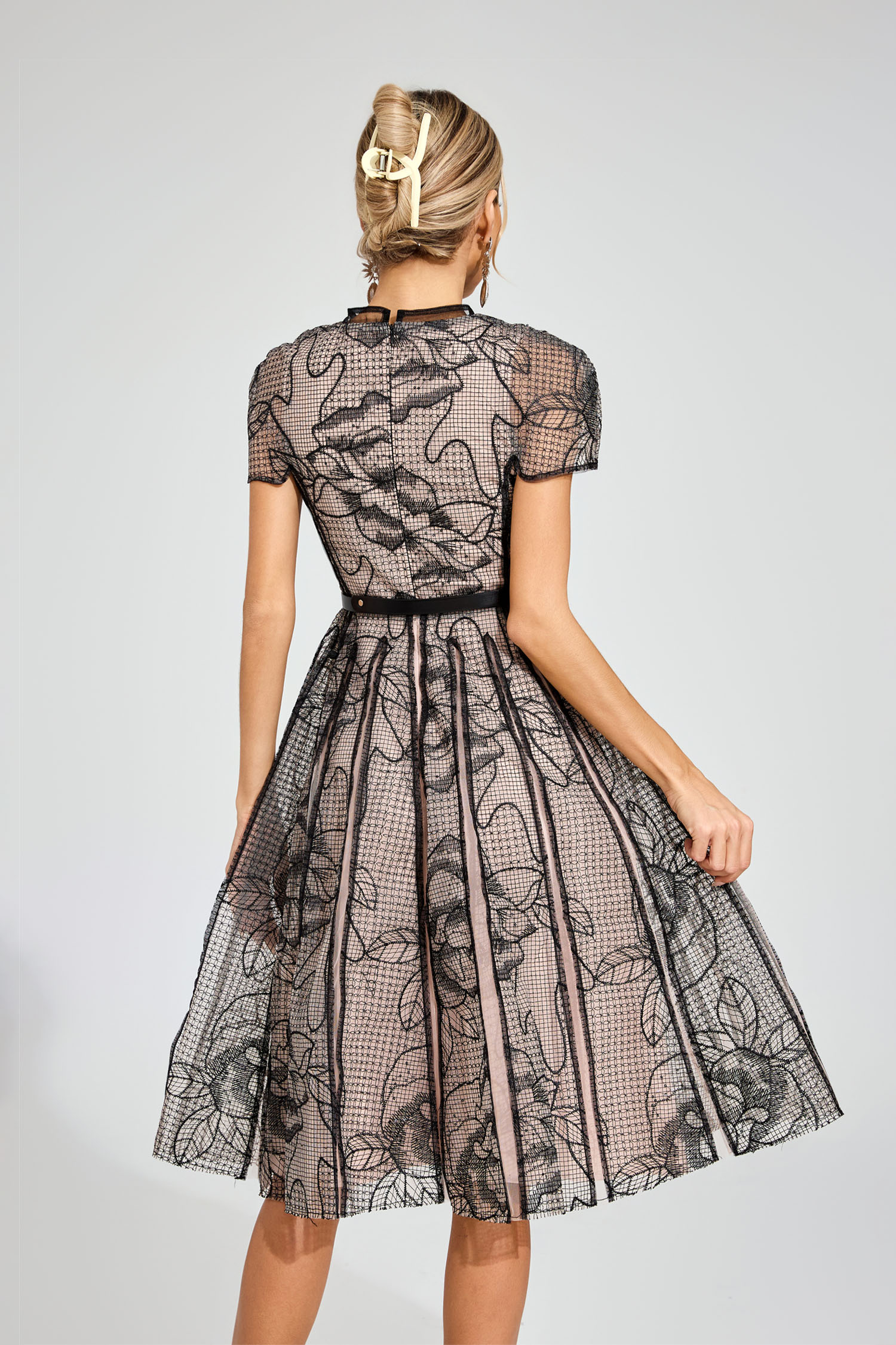 Malthus Black Mesh Midi Dress