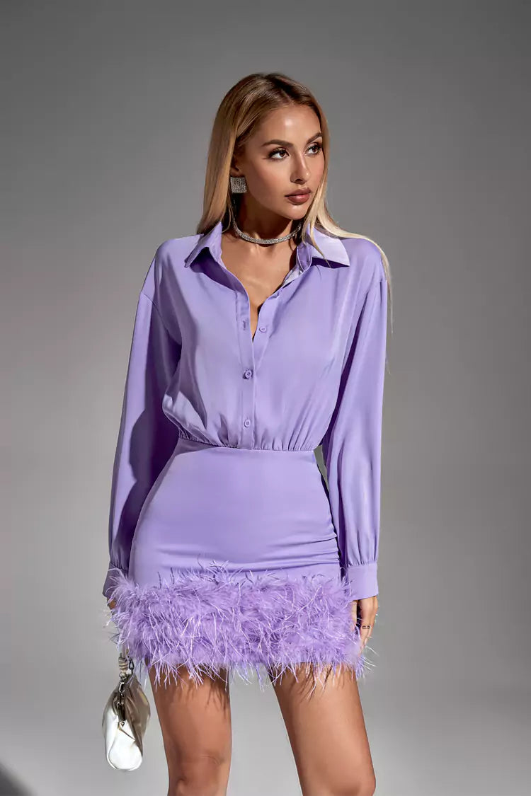 Margot Purple Feather Shirt Dress - Catchall