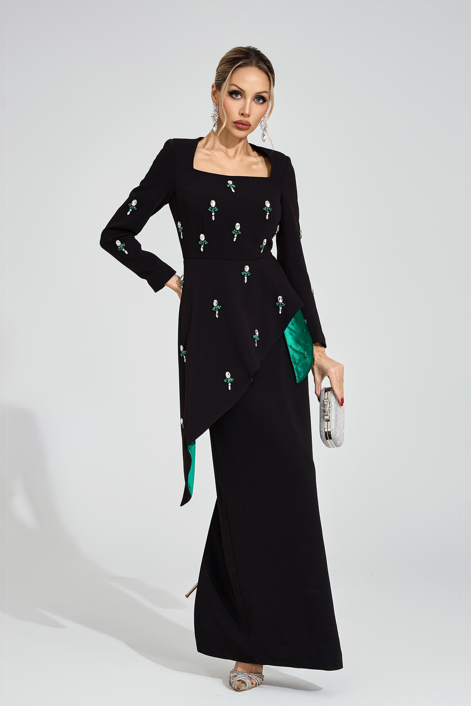 Marguerite Black Ruffle Maxi Dress