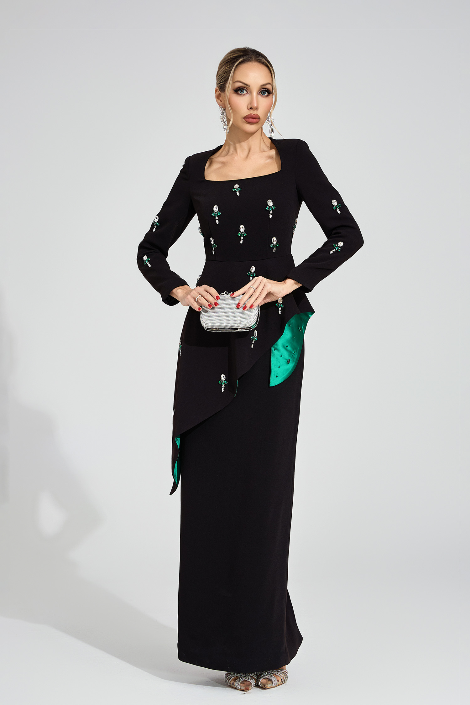 Marguerite Black Ruffle Maxi Dress