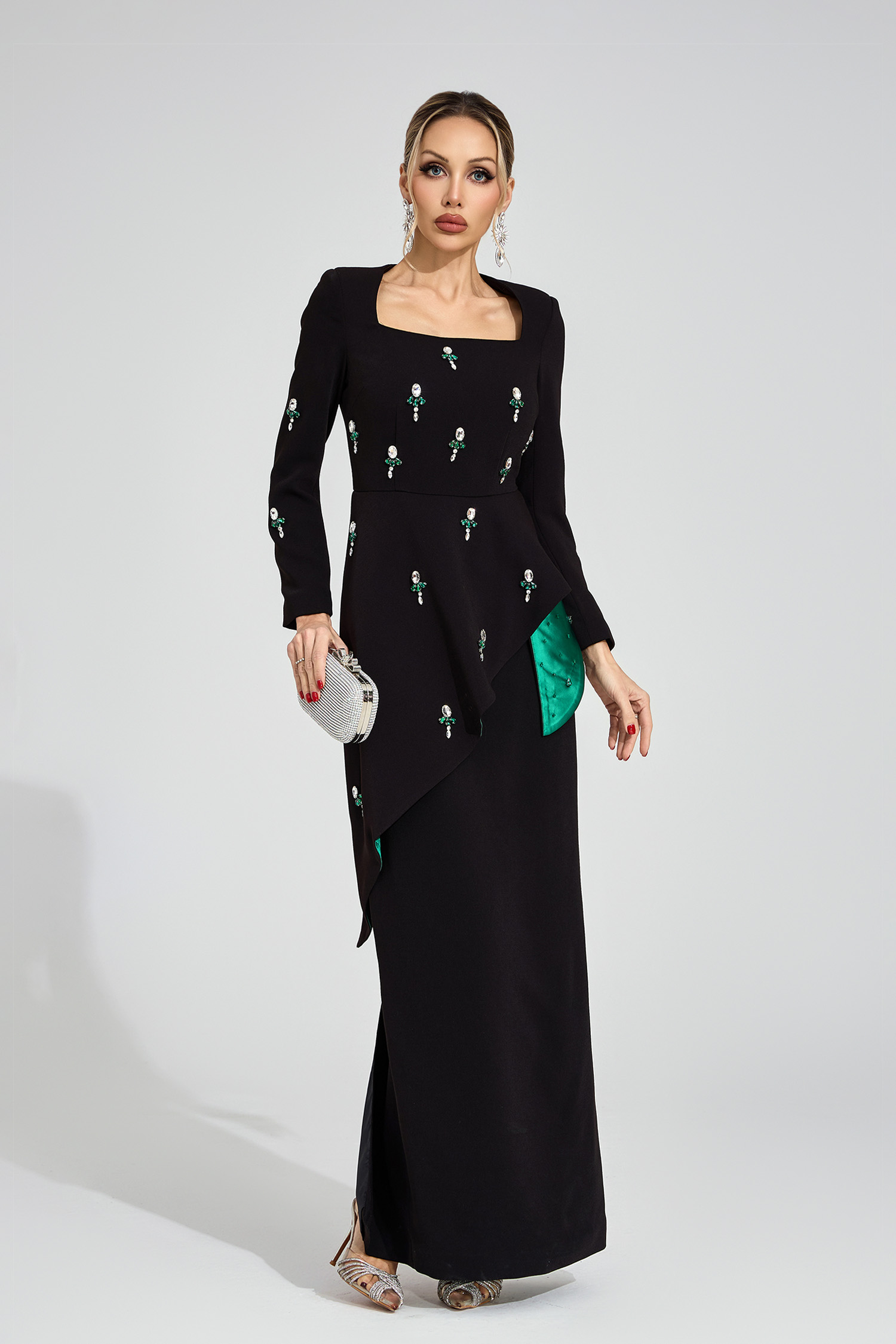 Marguerite Black Ruffle Maxi Dress