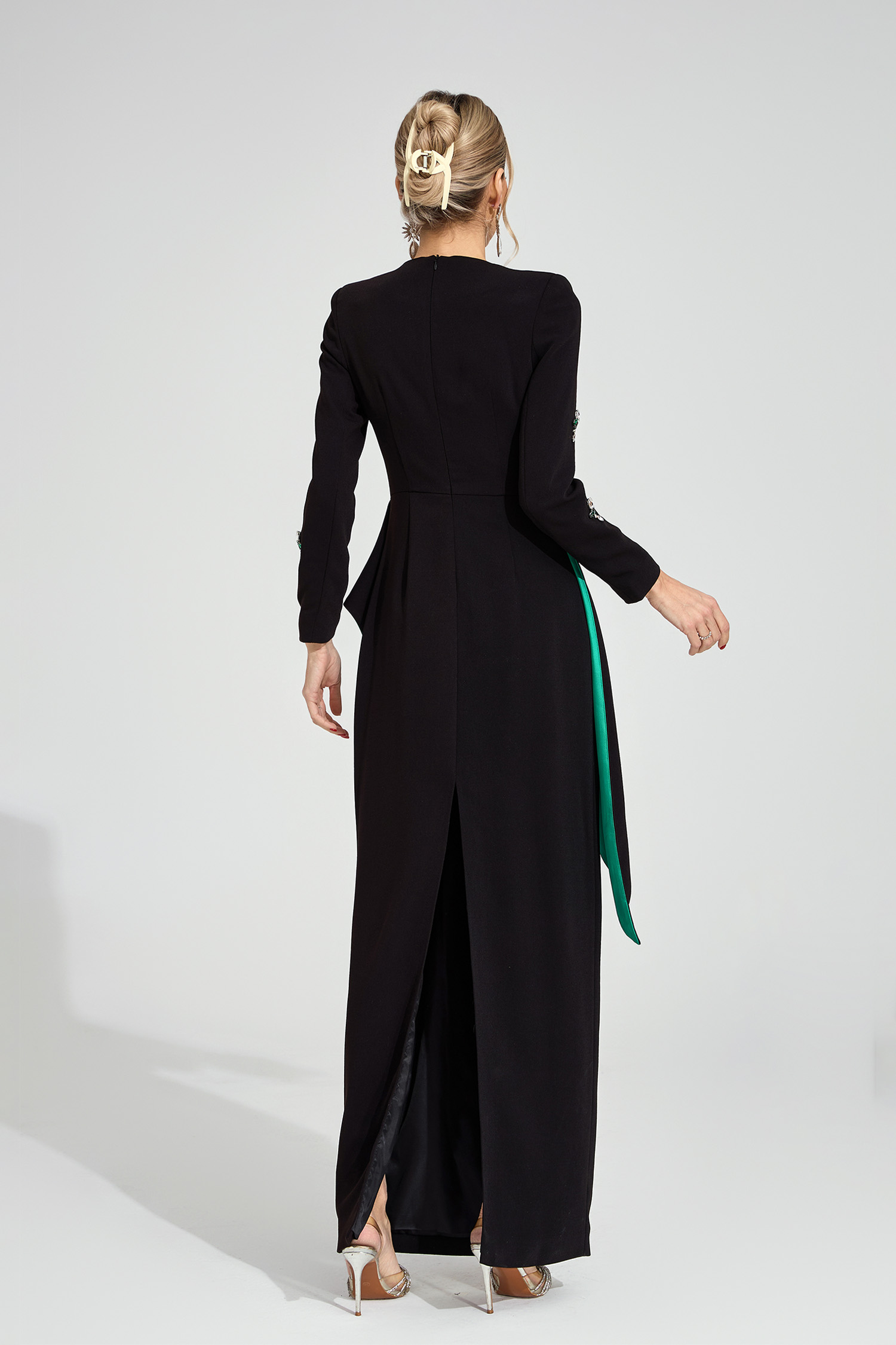 Marguerite Black Ruffle Maxi Dress