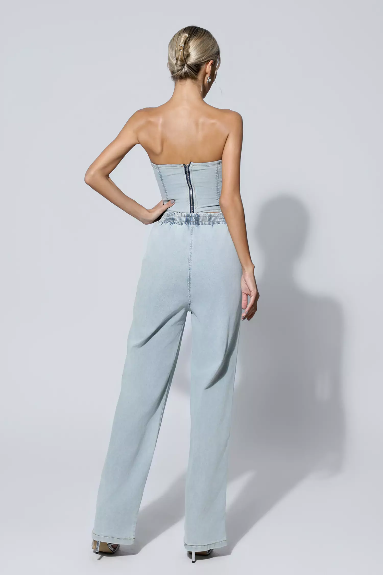 Marie Blue Denim Tube Top Set-CATCHALL