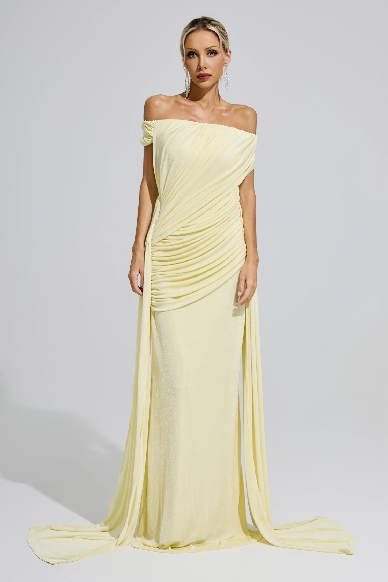 Mary Yellow Ruffle Bandage Bodycon Dress
