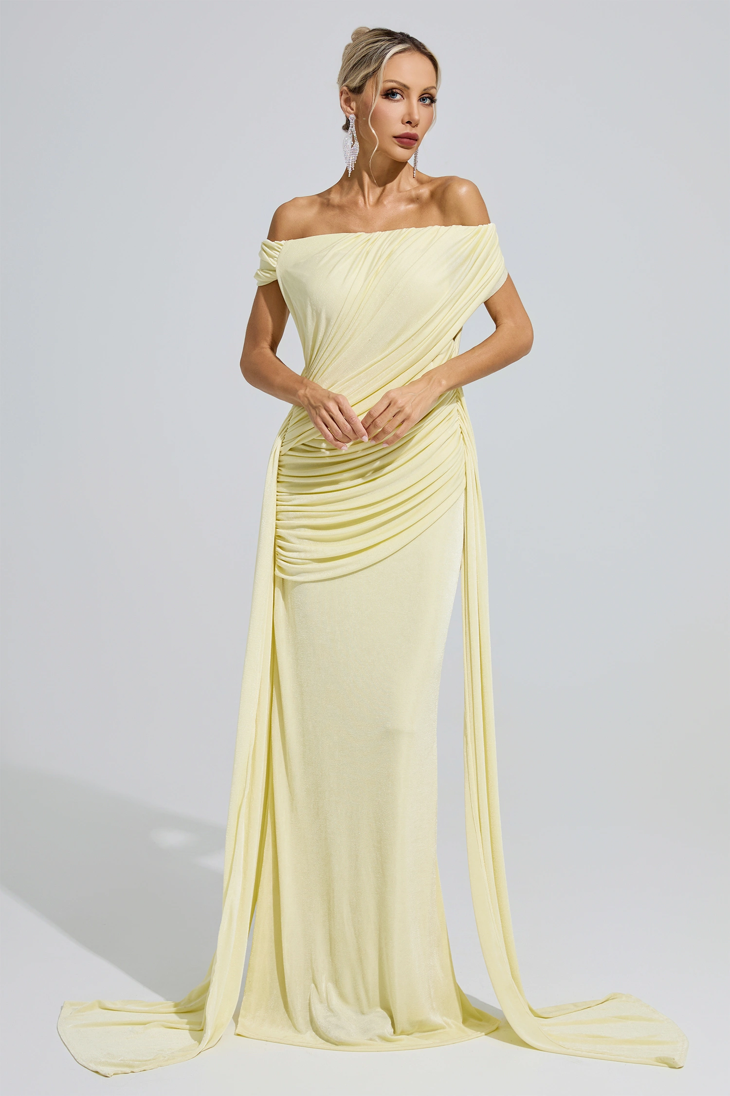 Mary Yellow Ruffle Bandage Bodycon Dress