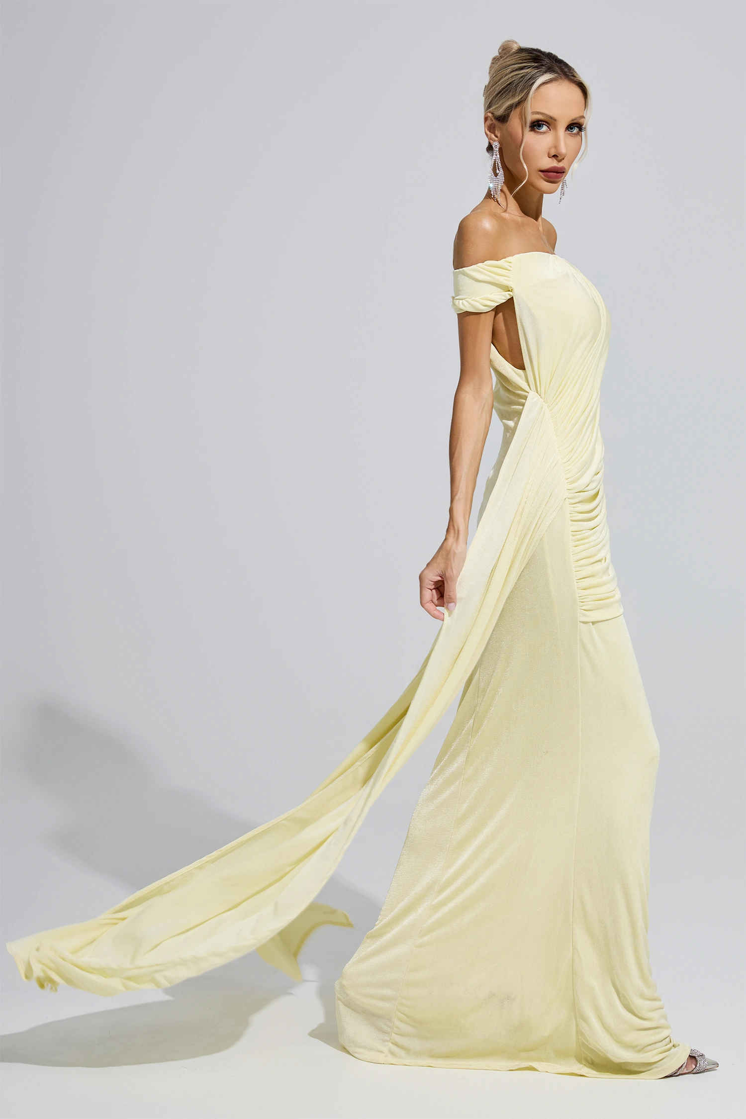 Mary Yellow Ruffle Bandage Bodycon Dress