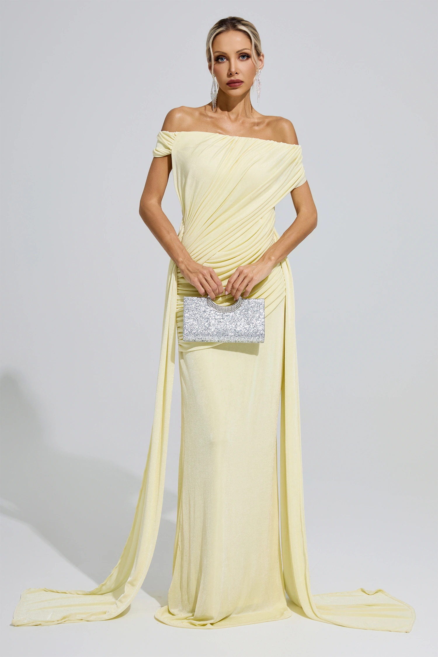 Mary Yellow Ruffle Bandage Bodycon Dress