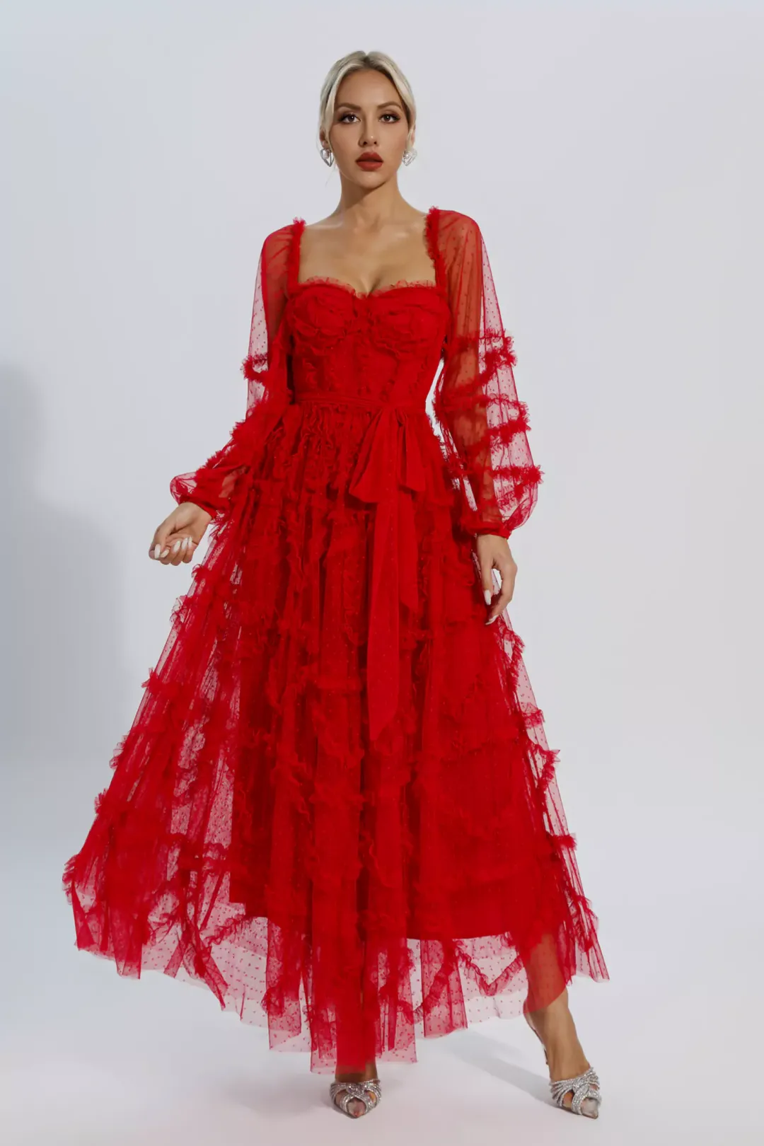 Maryam Red Wedding Bridesmaid Maxi Dress