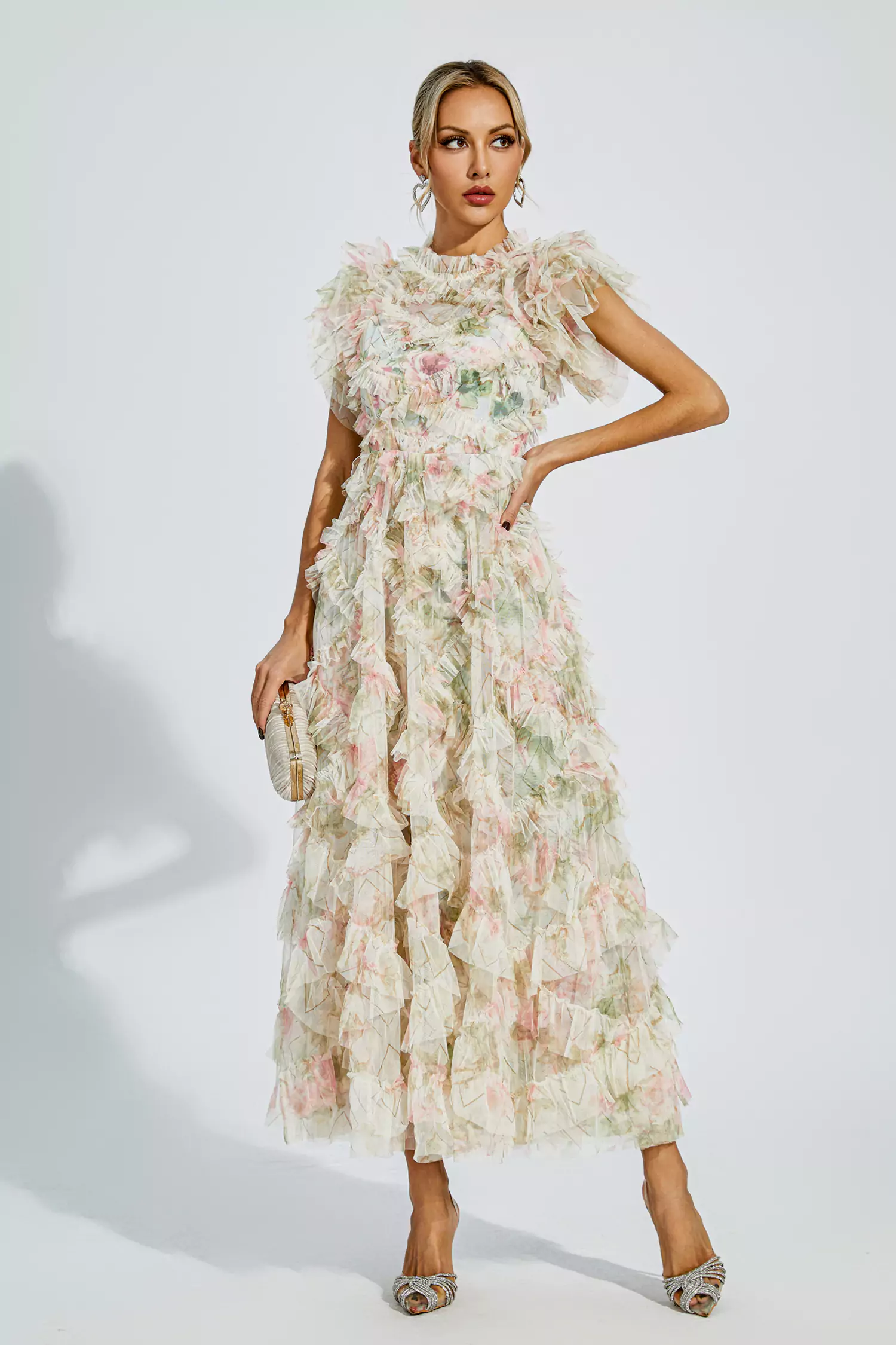 Maxine Floral Embroidery Sleeveless Maxi Dress