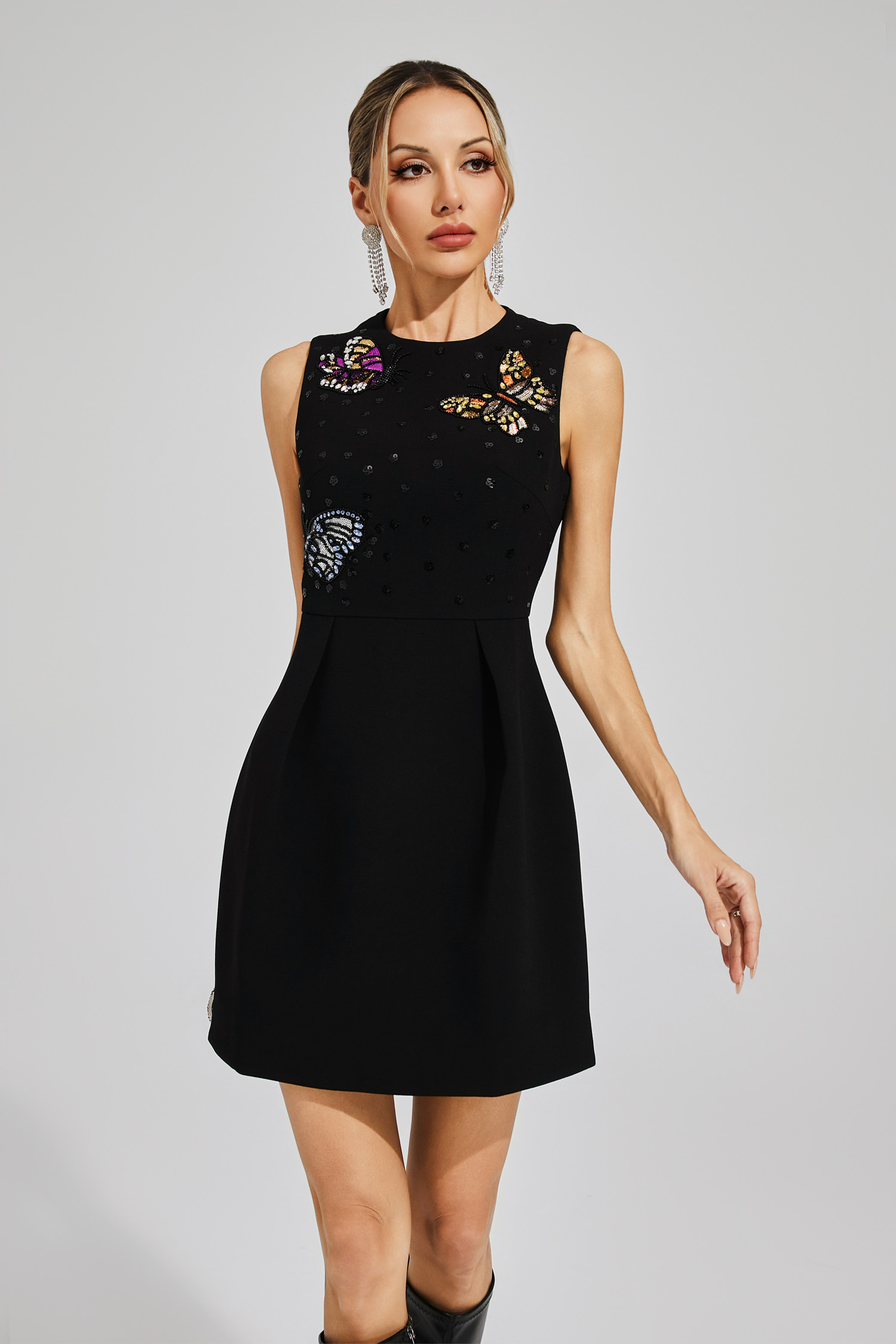 Maxwell Black Butterflies Mini Dress